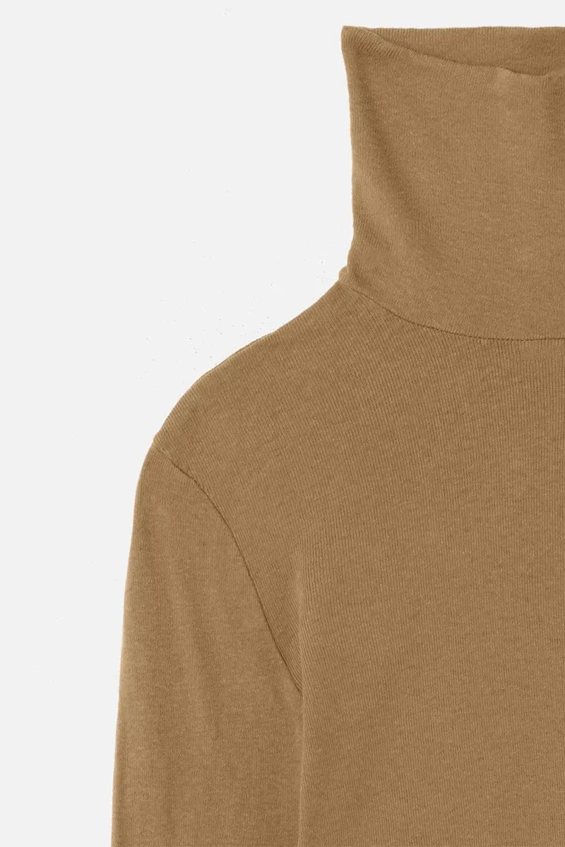 60s Long Sleeve Turtleneck - Caramel