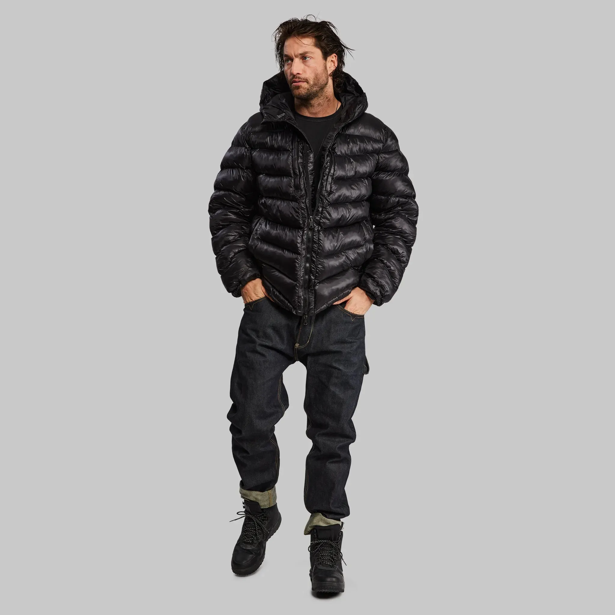 Optimized Title: Sleek Black Aerogel Puffer Jacket