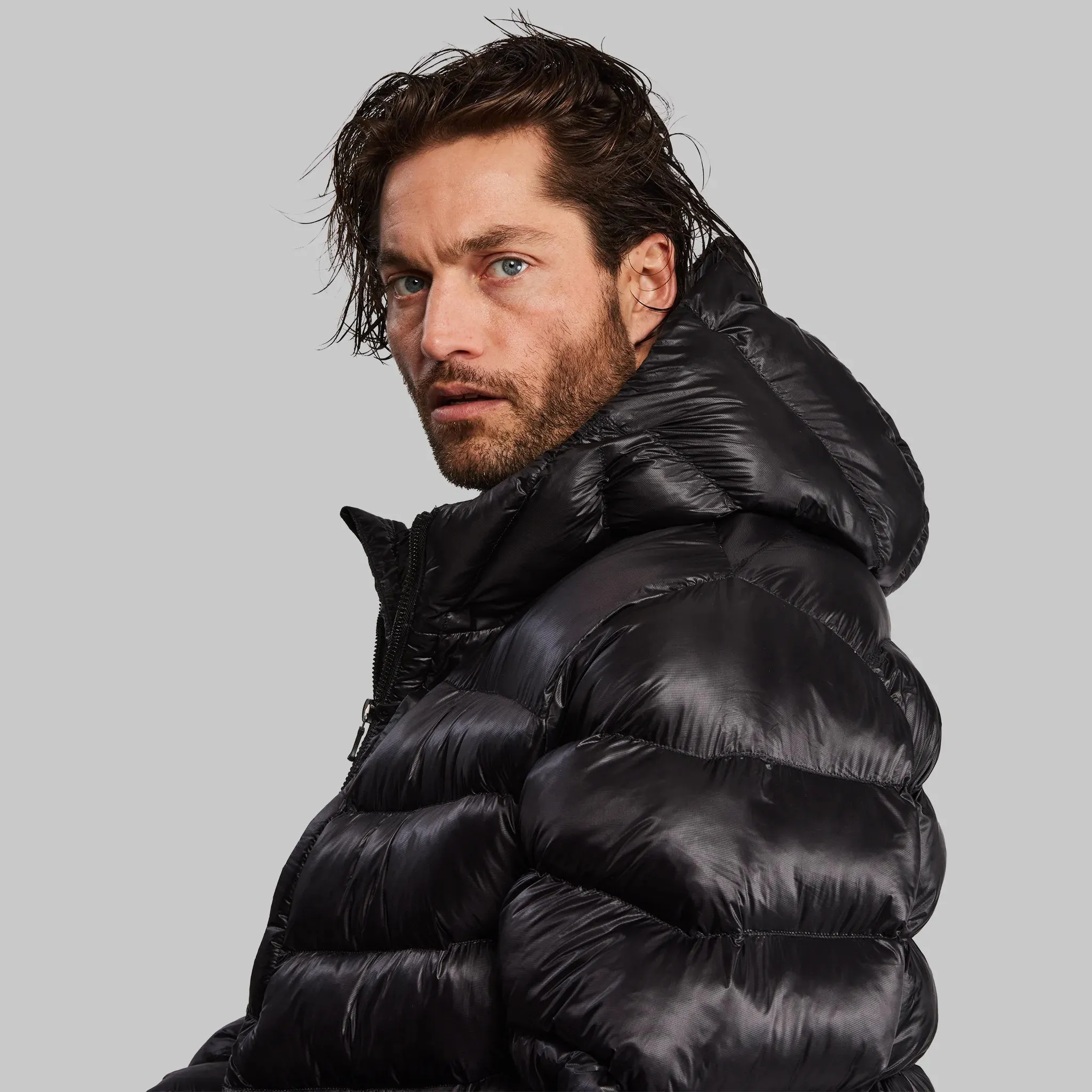 Optimized Title: Sleek Black Aerogel Puffer Jacket