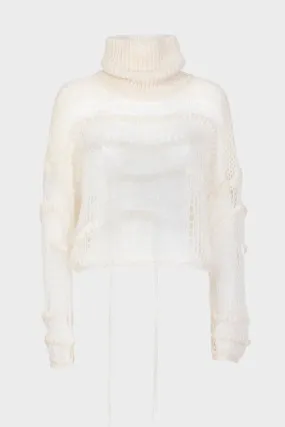 Alpaca and Mohair Boxy Turtleneck Mesh Jumper