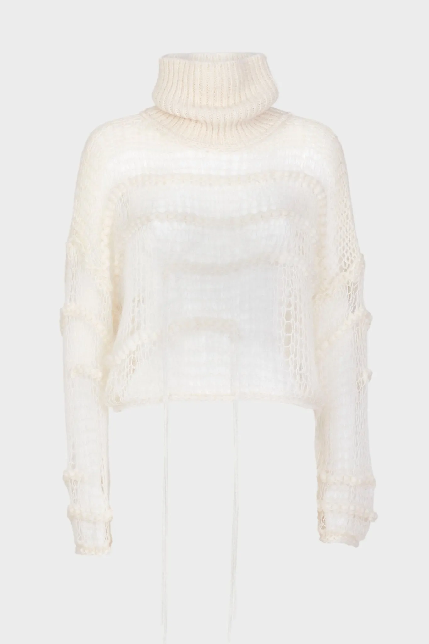 Alpaca and Mohair Boxy Turtleneck Mesh Jumper