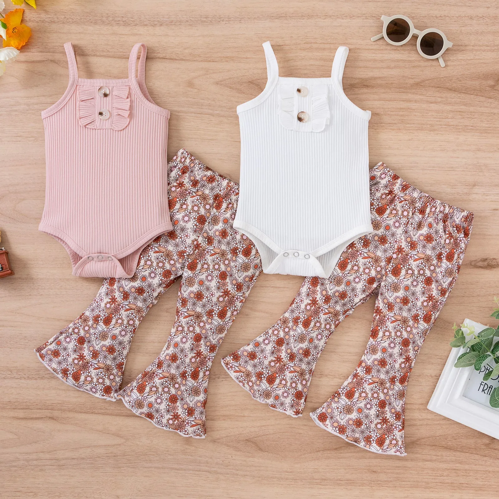 Baby Spaghetti Strap Floral Suit