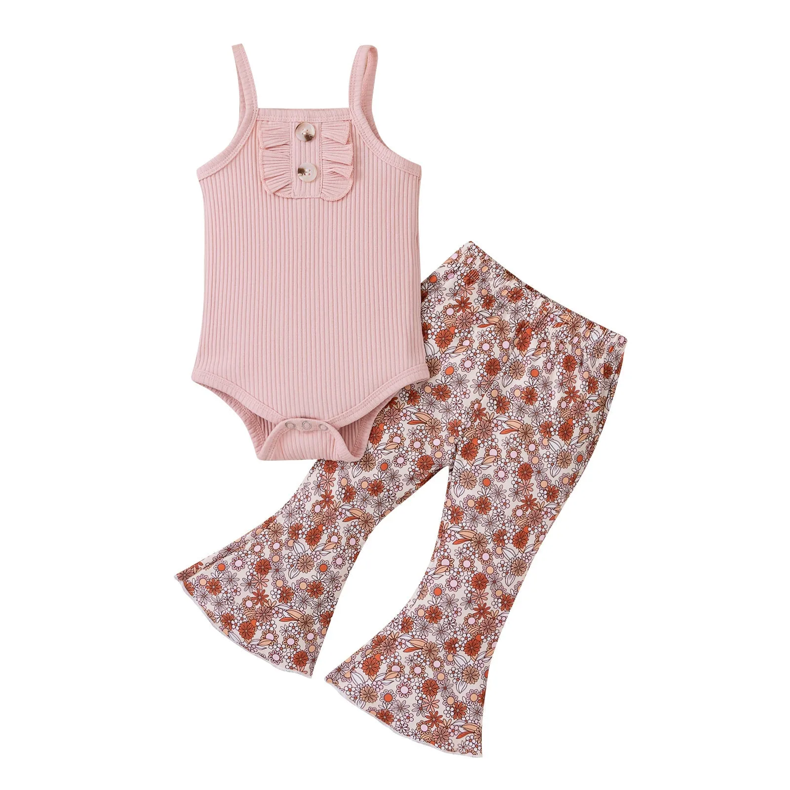 Baby Spaghetti Strap Floral Suit