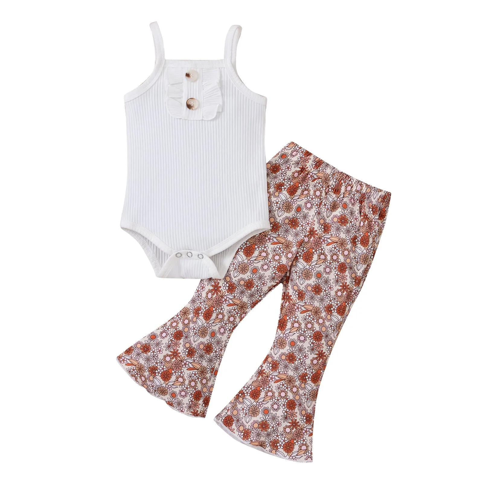 Baby Spaghetti Strap Floral Suit