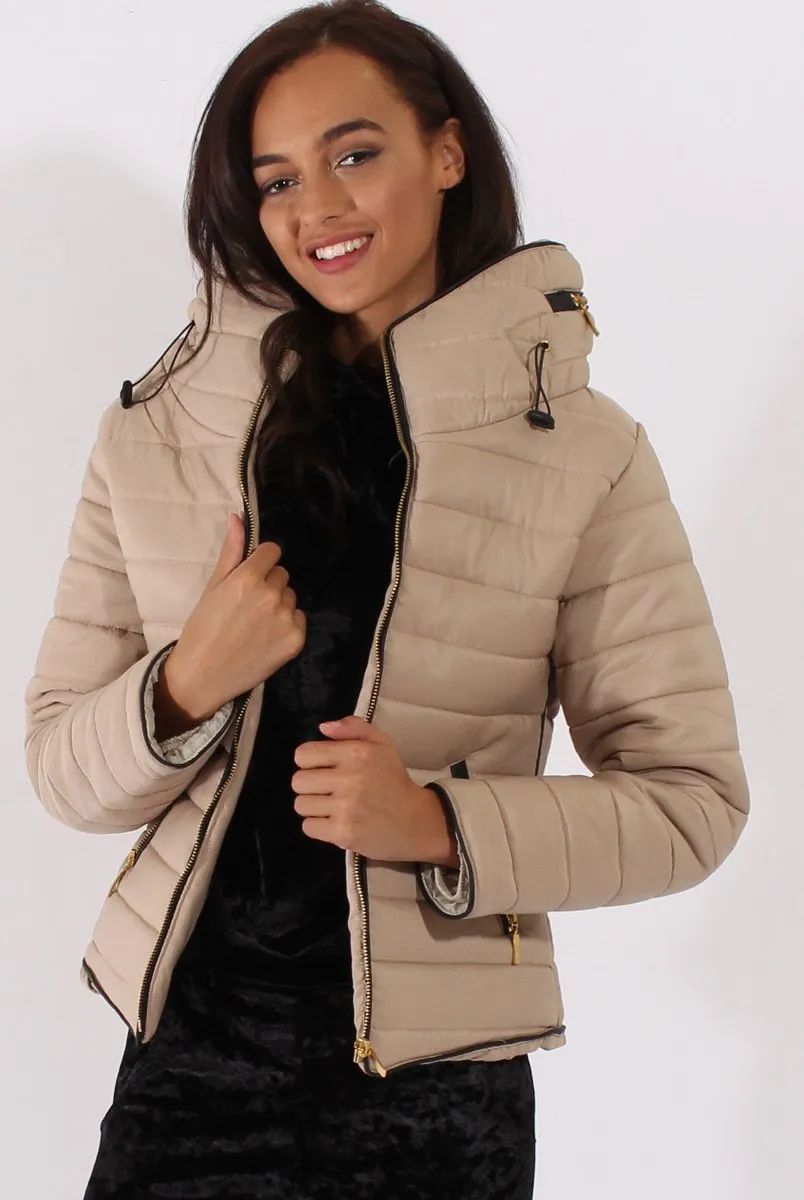 Beige Padded Coat - Zara