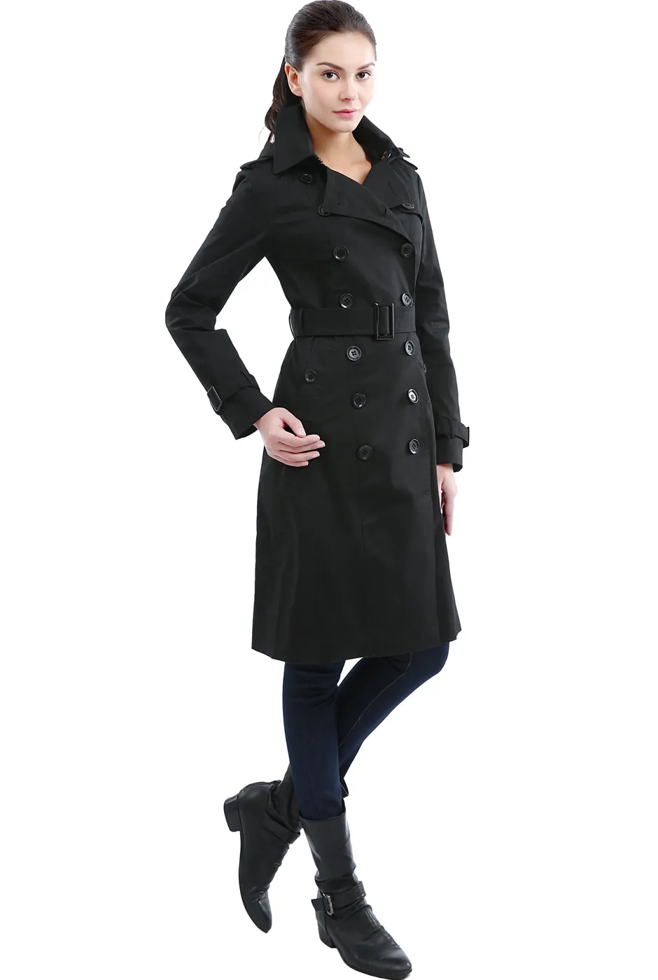 BGSD Womens Chloe Classic Waterproof Long Trench Coat with Hood – Stylish and Functional Outerwear for All Weather