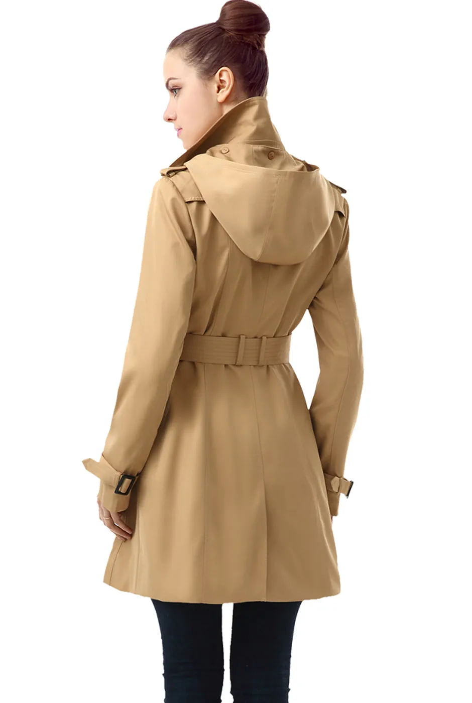 BGSD Women Leah Waterproof Hooded Mid Length Trench Coat