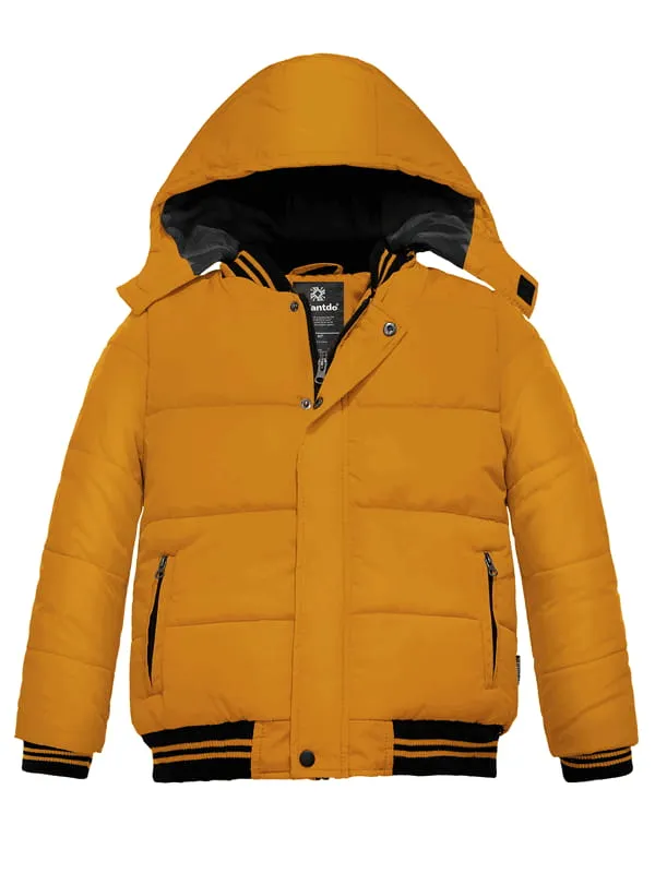 Boys Padded Winter Coat With Removable Hood Windproof Puffer Jacket