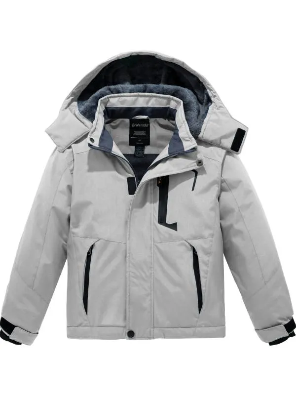 Boy's Waterproof Ski Jacket Mountain Snow Coat Fleece Winter Coats Hooded Raincoats