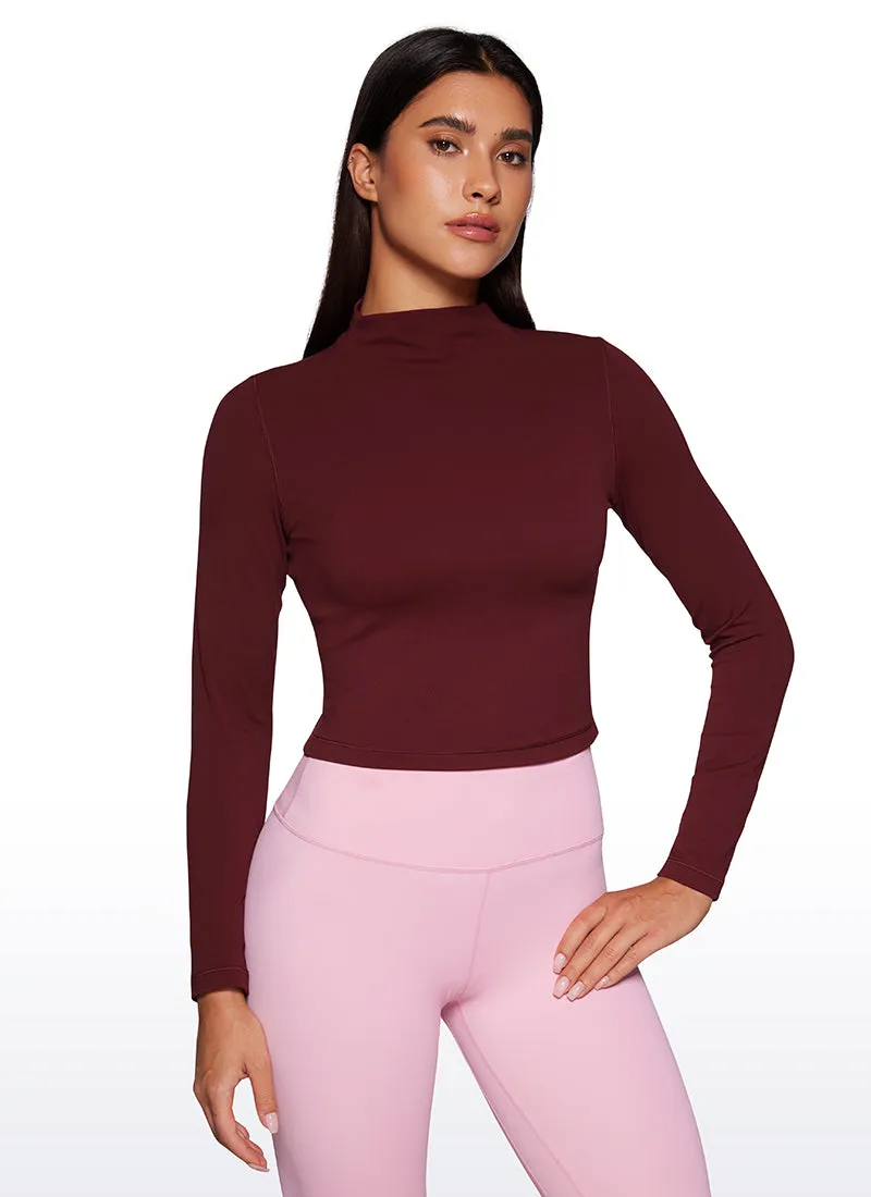 Butterluxe Mock Turtleneck Cropped Long Sleeves