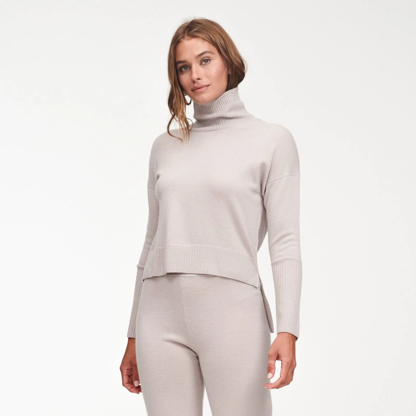 Cashmere High-Low Turtleneck