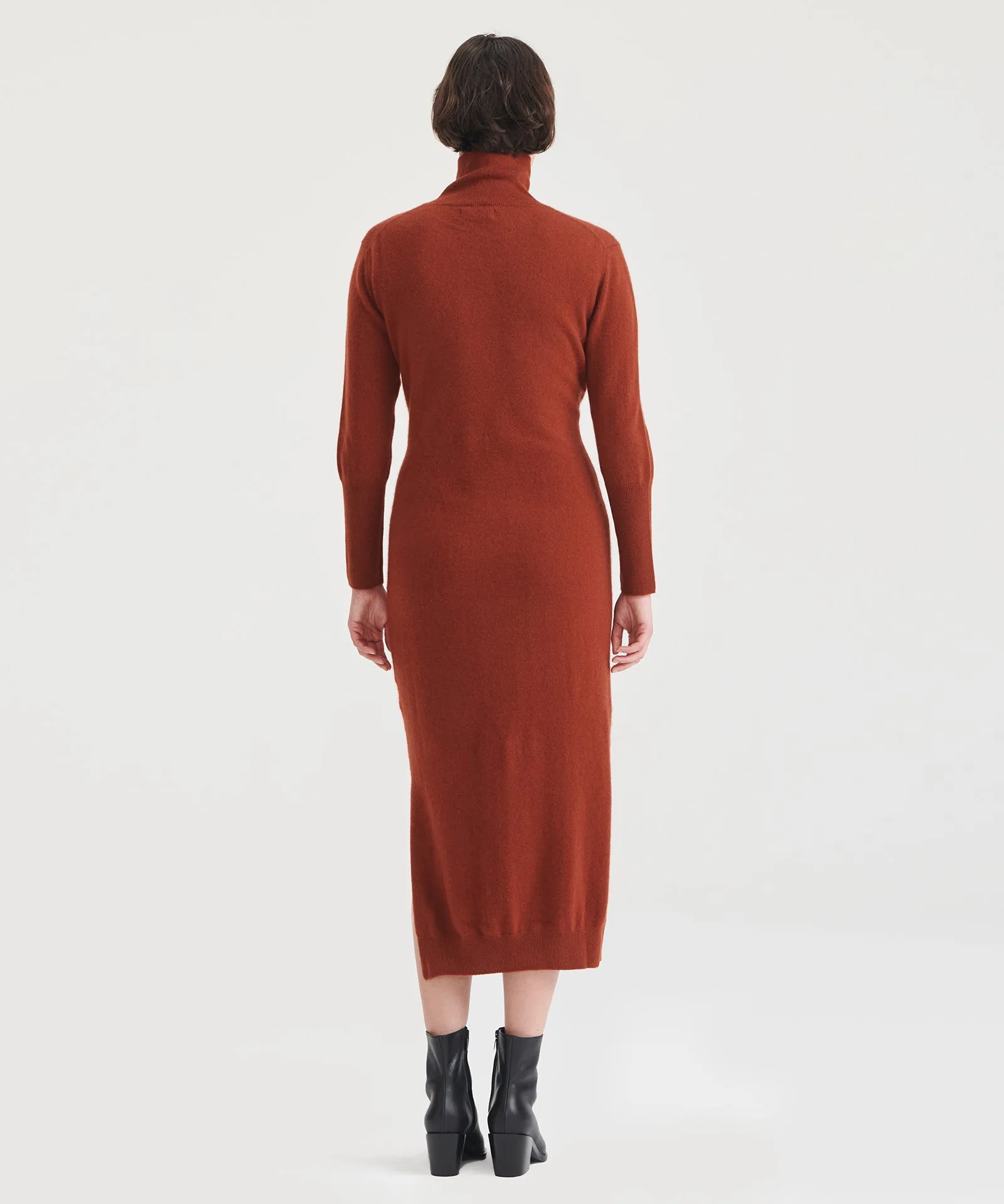 Cashmere Turtleneck Dress with Slits