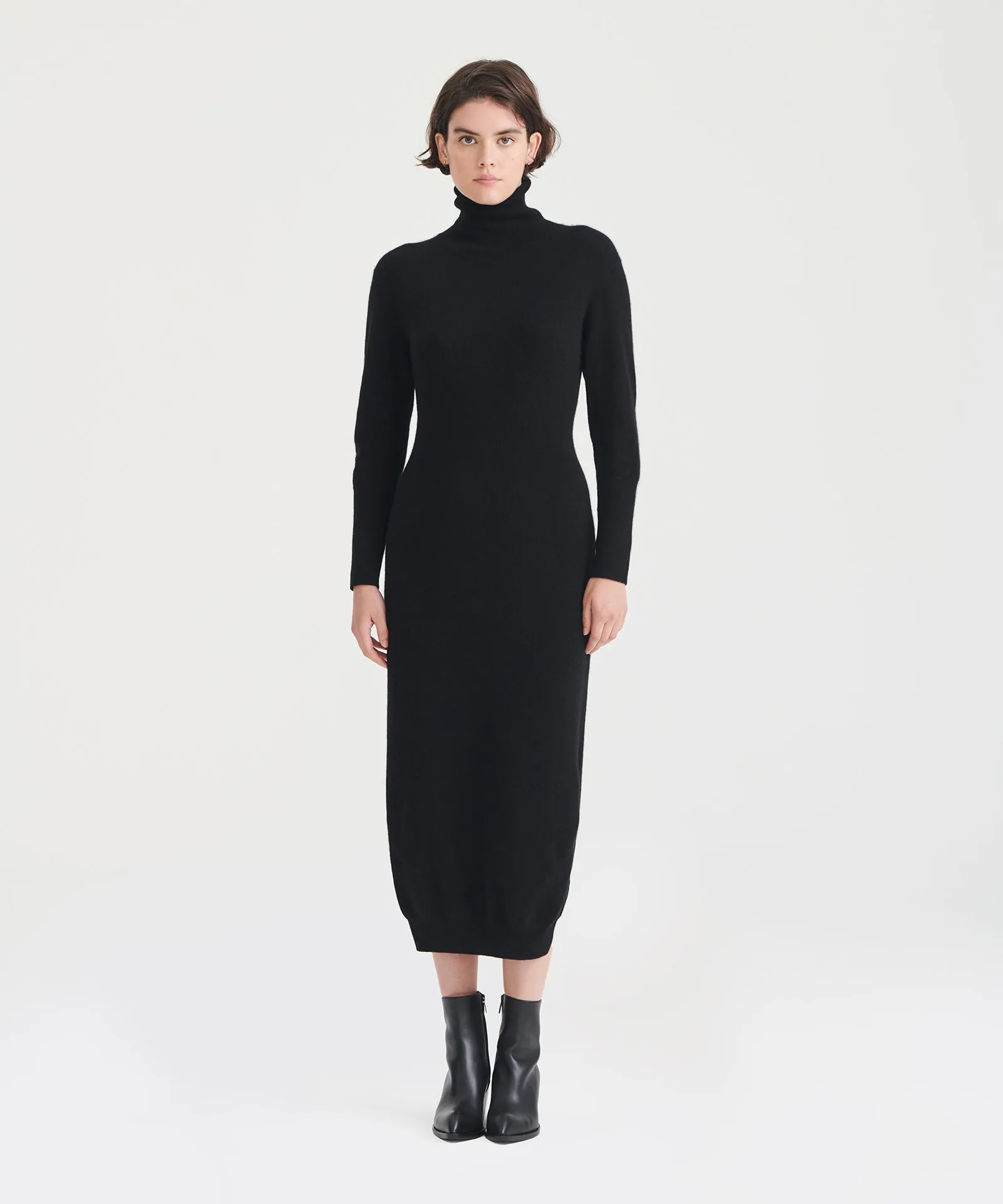 Cashmere Turtleneck Dress with Slits