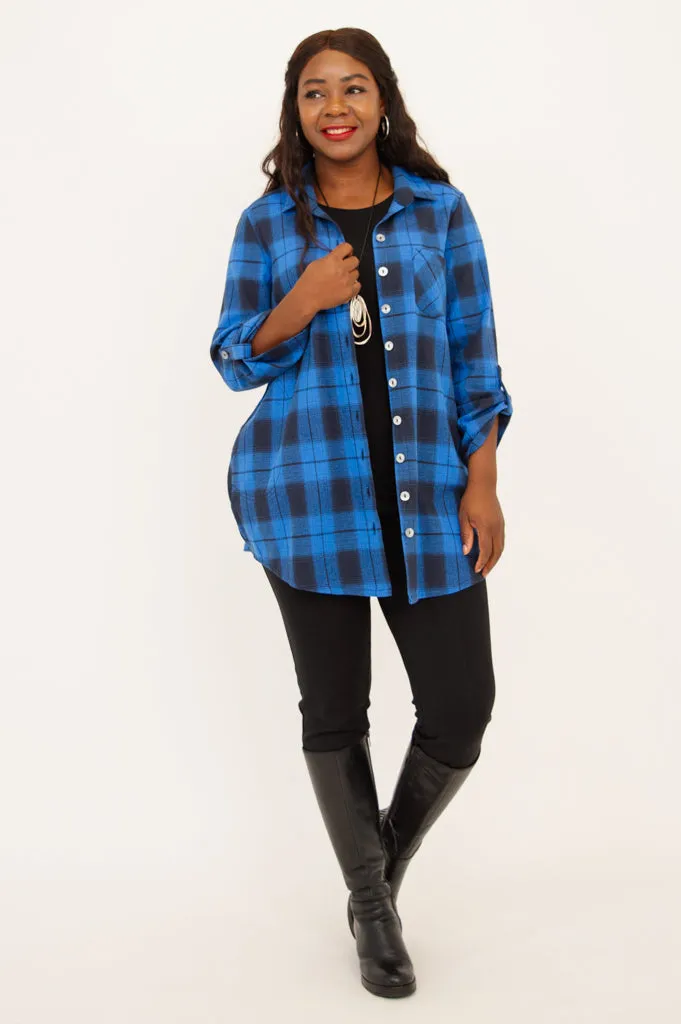 Celine Tunic, Neptune Plaid, Cotton