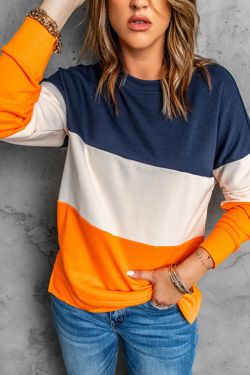 Colorblock Orange Sweatshirt