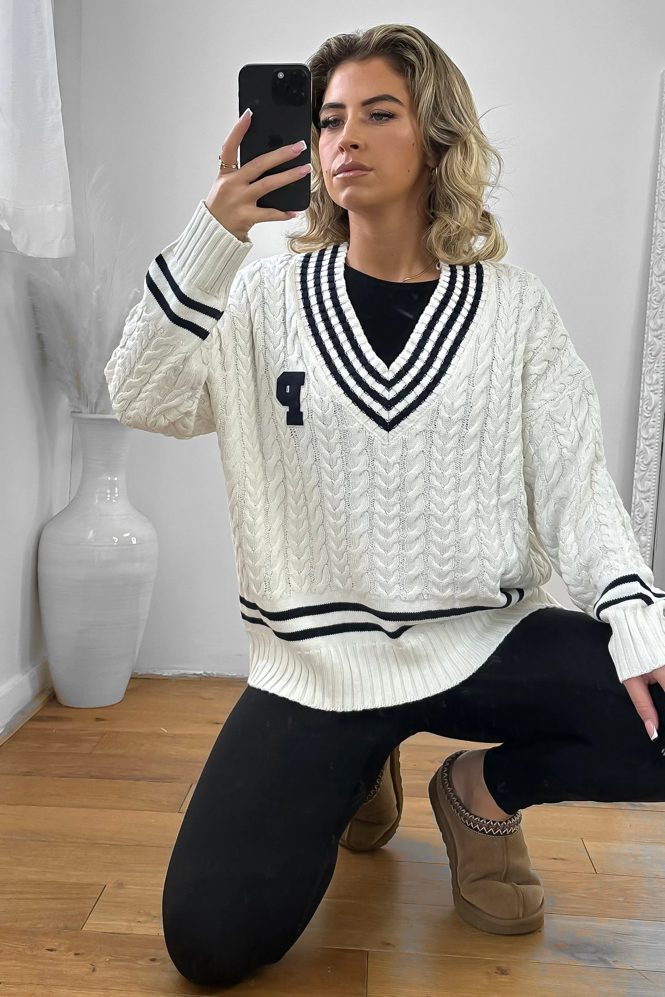 Contrast Details Varsity Pullover