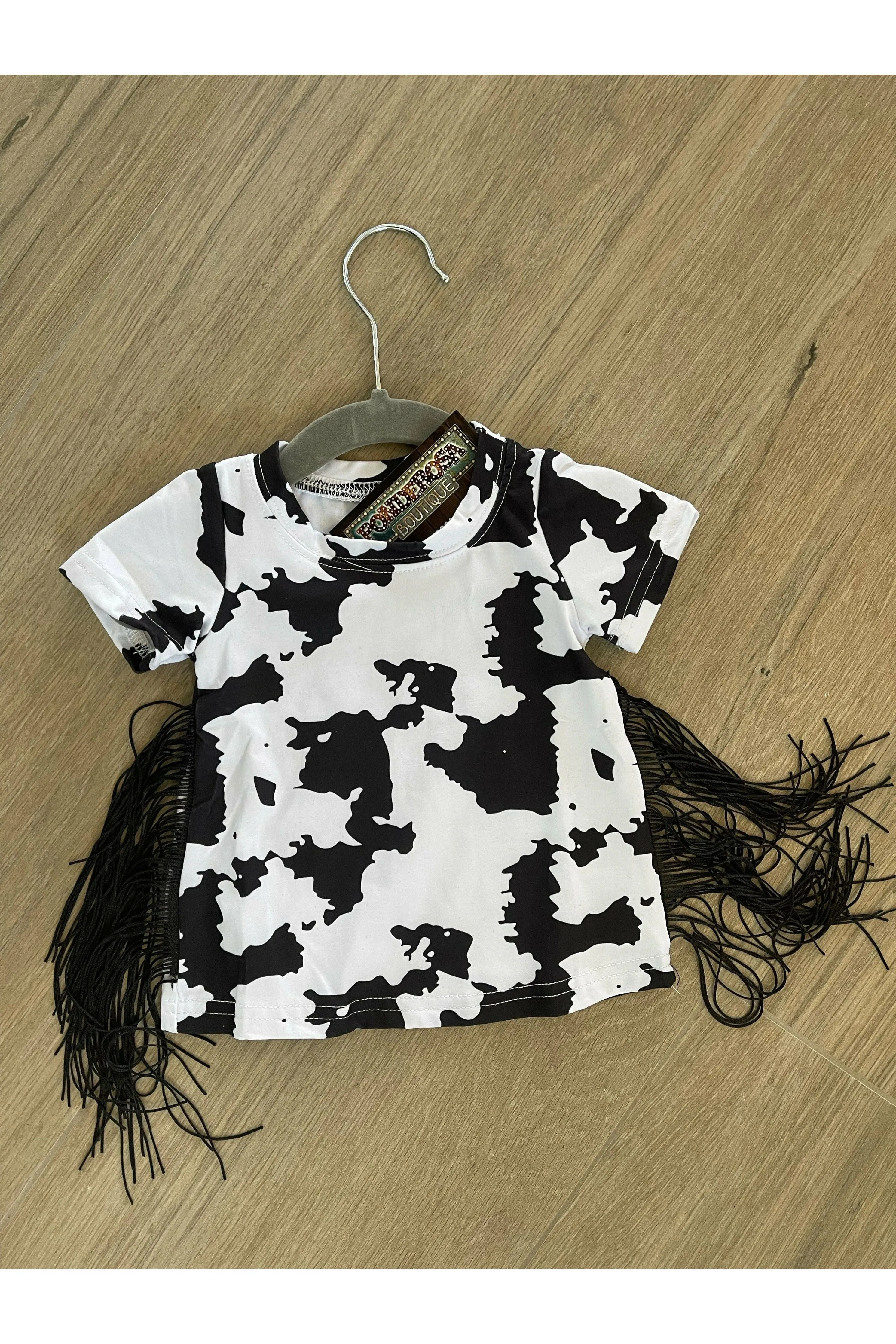 Cowprint Fringe Girls Tunic