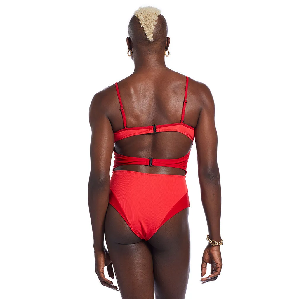 Cruz Suit - Red Ribbed