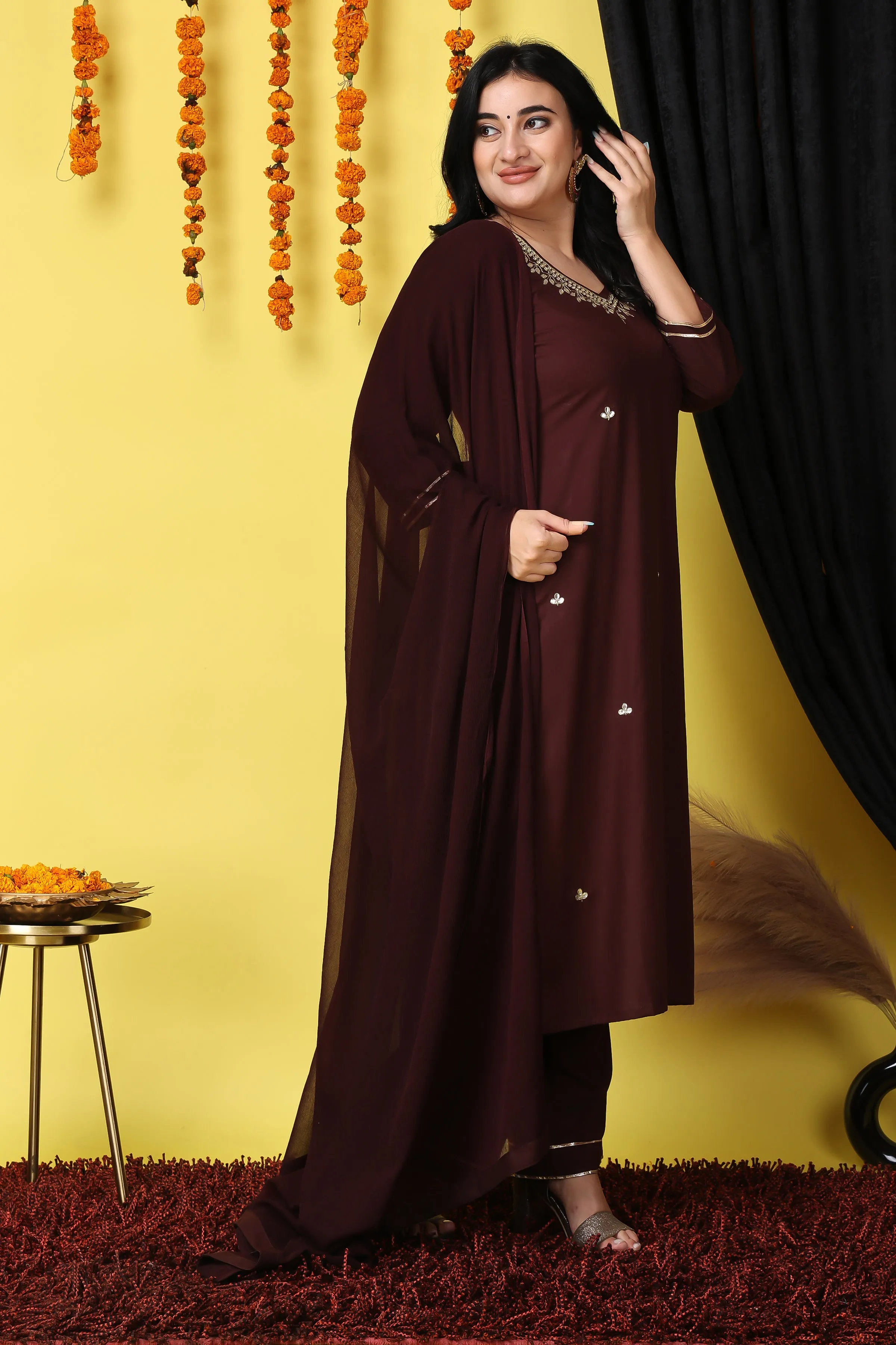 Dazzle in Rayon Handwork Suit