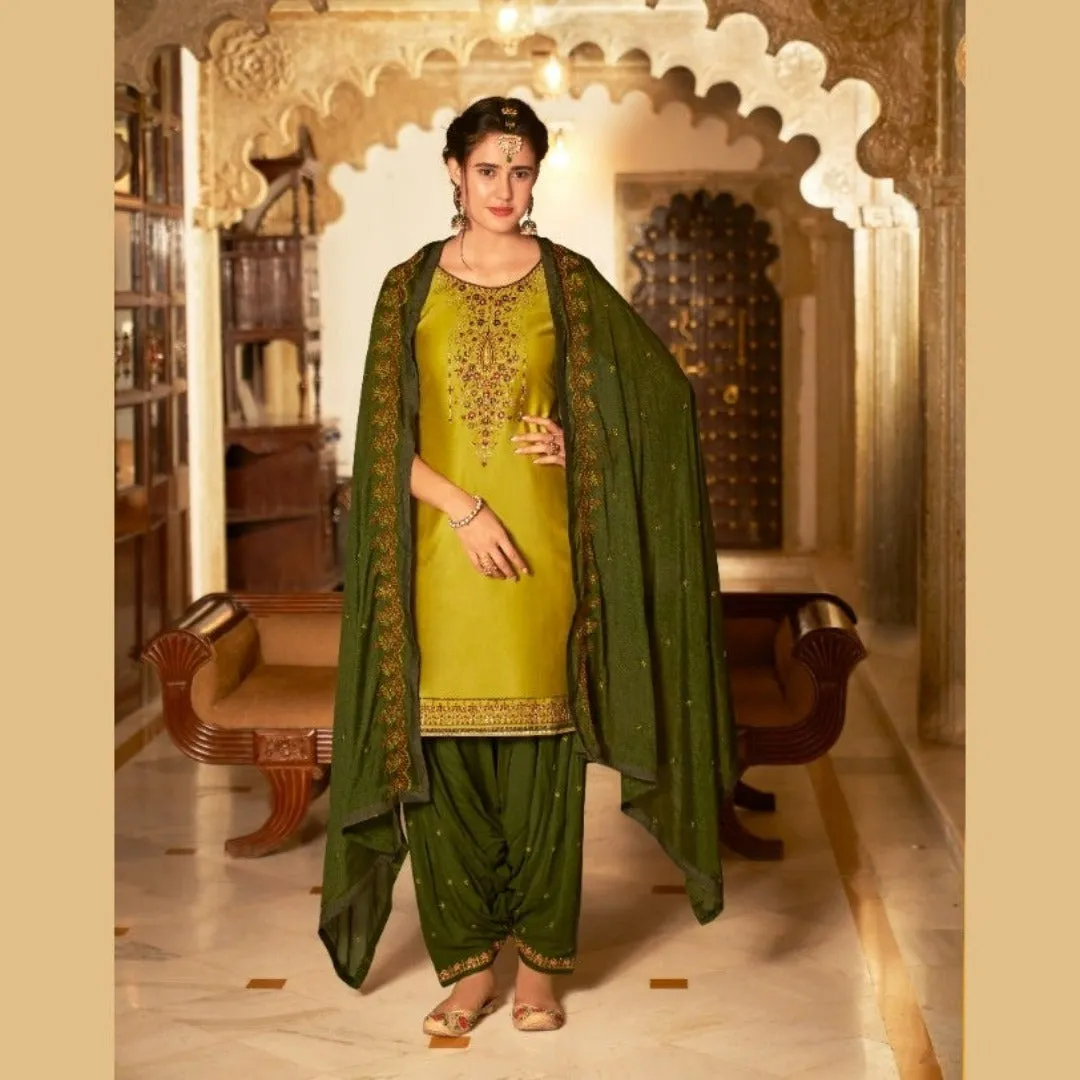 Designer Patiala Suit - Lime green