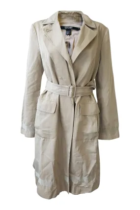 DKNY Cream Cotton Knee Length Belted Trench Coat (14)