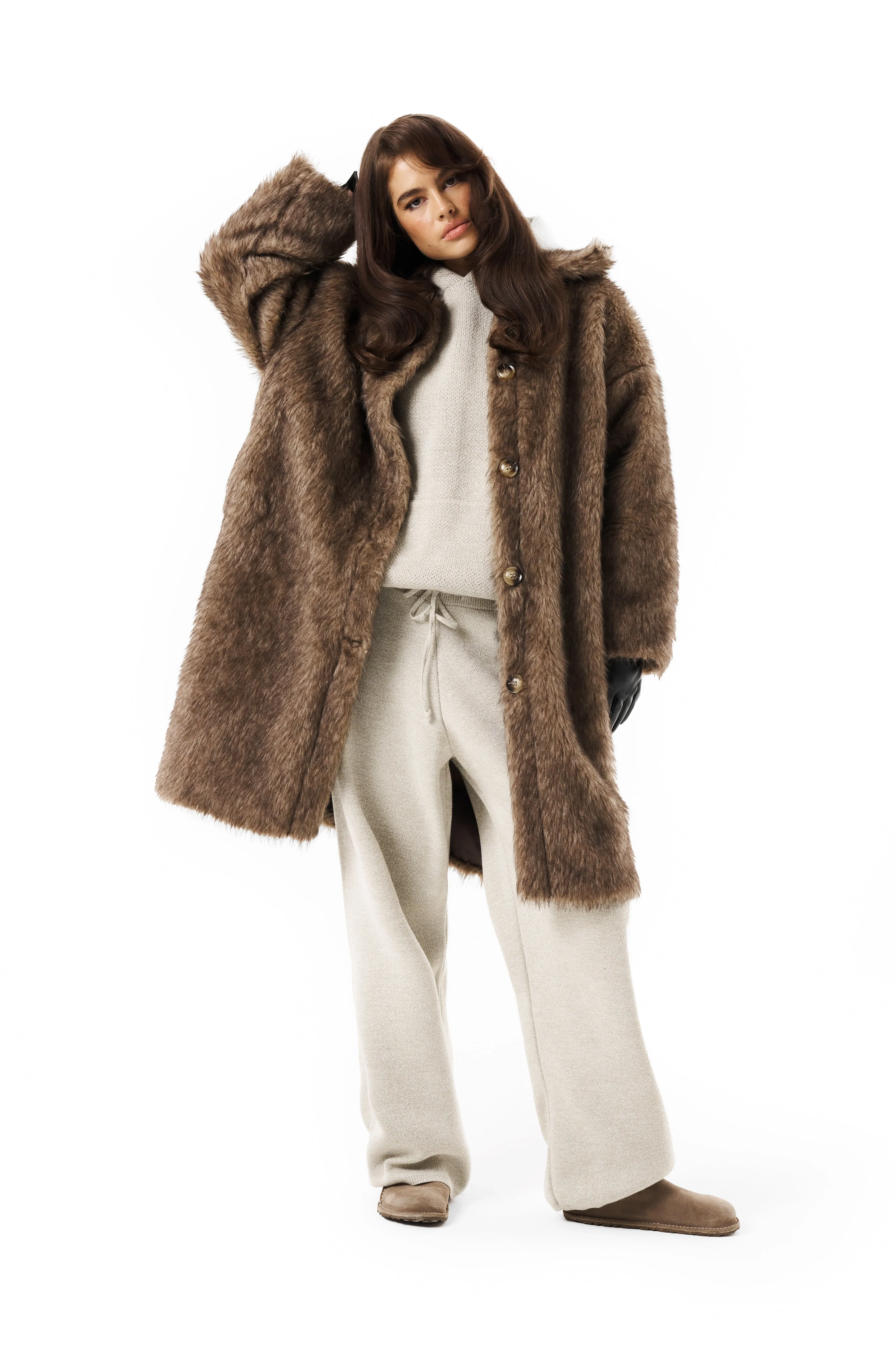 Donnie Faux Fur Longline Coat