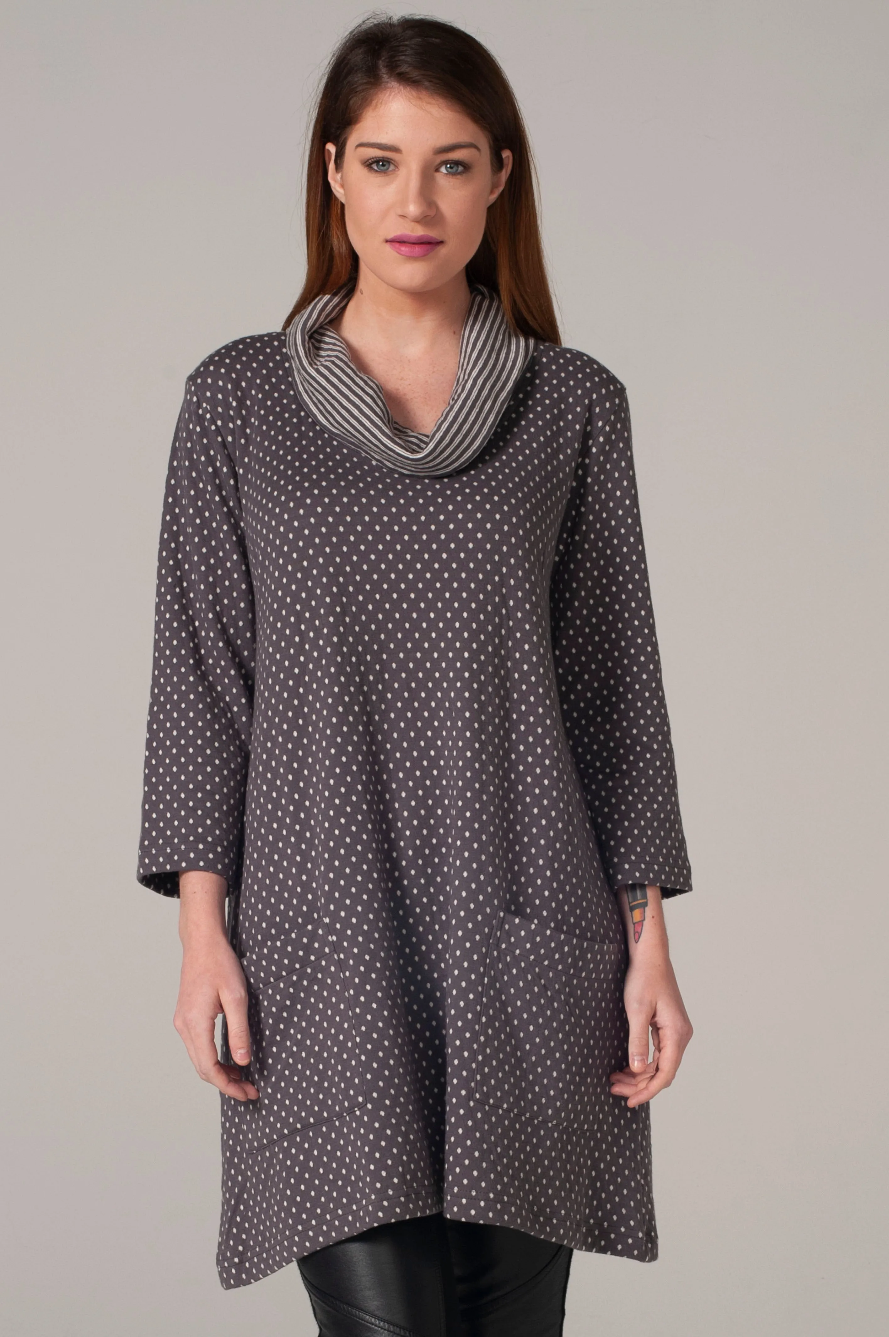 Dotted Cowl Neck Tunic