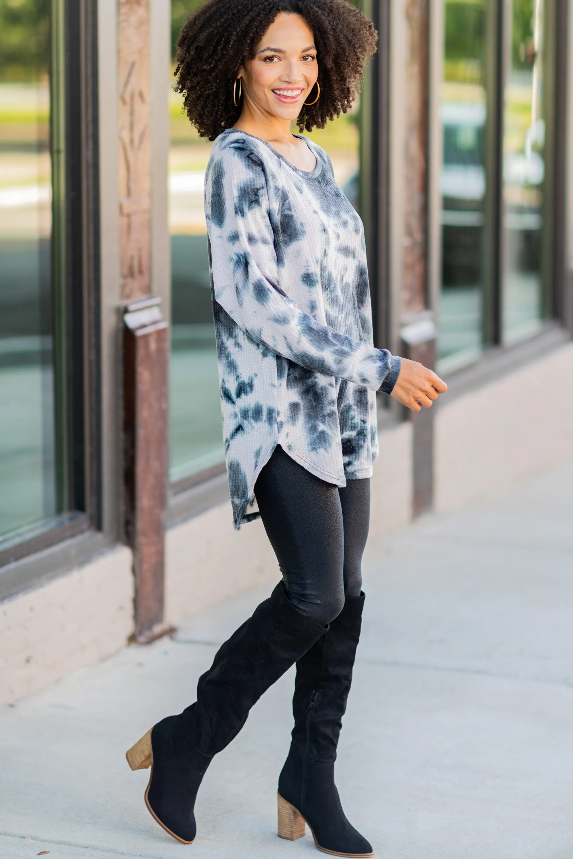 Easy Like Sunday Black Tie Dye Tunic