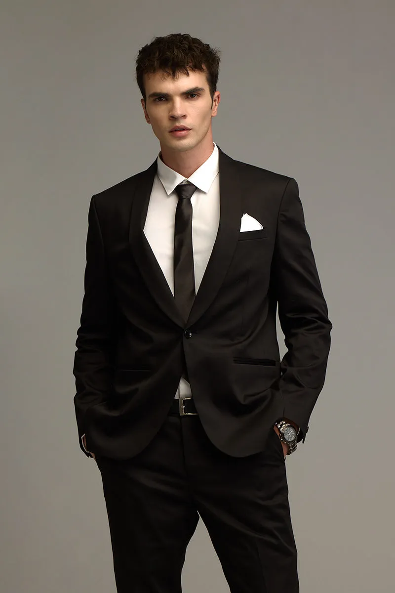 Elegant Gloss Black Suit Blazer