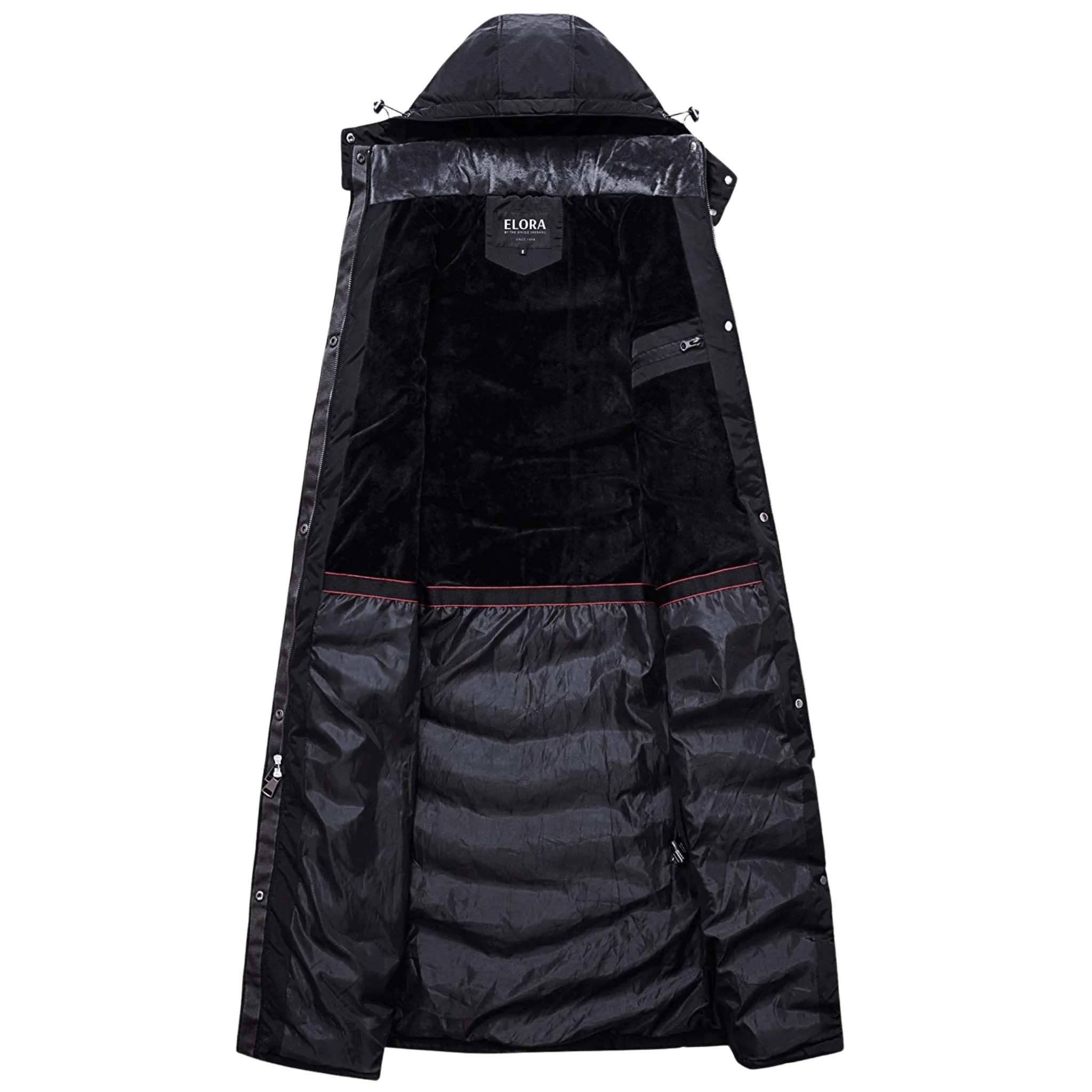 ELORA Womens Water-Resistant Puffer Coat with Hood, Full-Length, and Fleece Lining for Winter