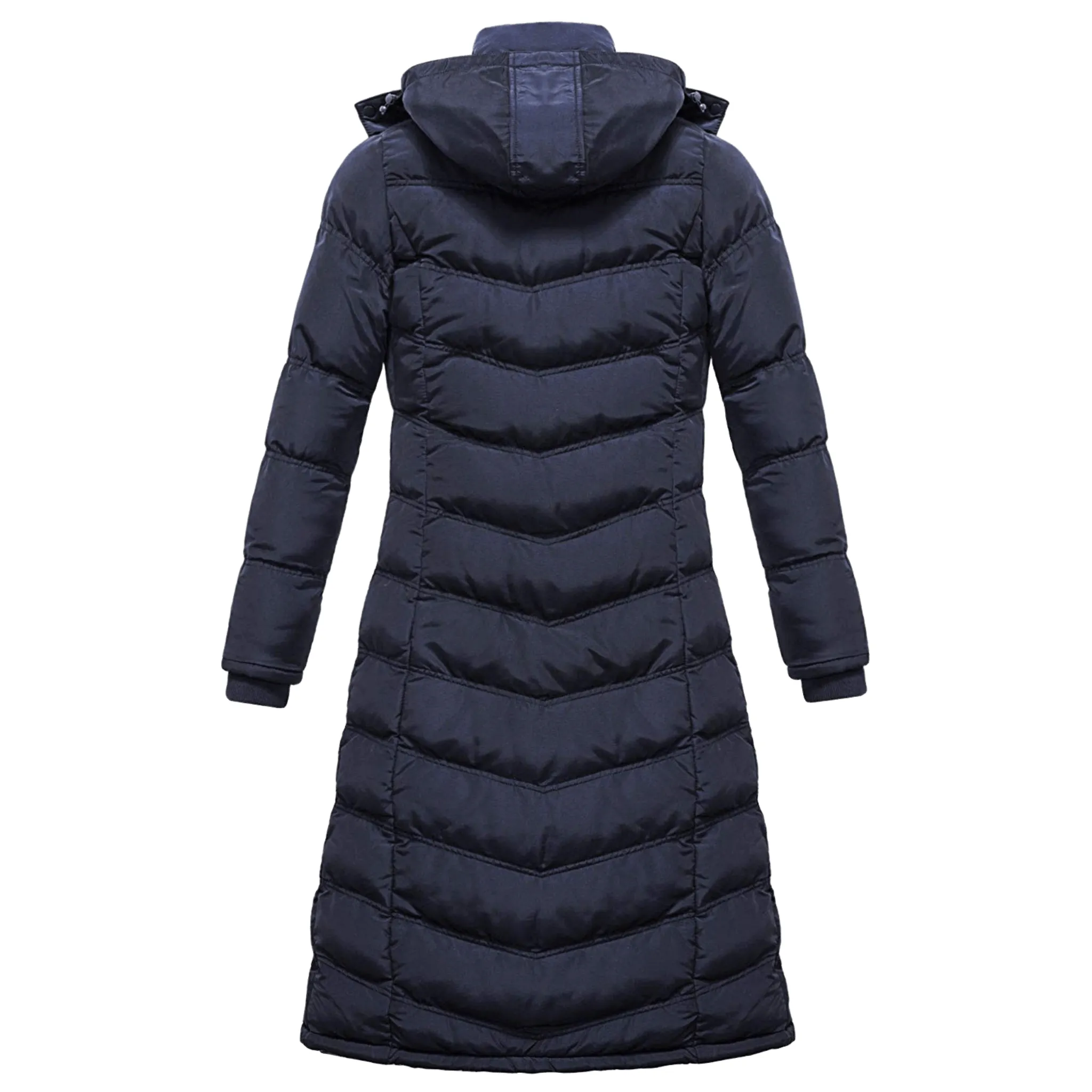 ELORA Womens Water-Resistant Puffer Coat with Hood, Full-Length, and Fleece Lining for Winter