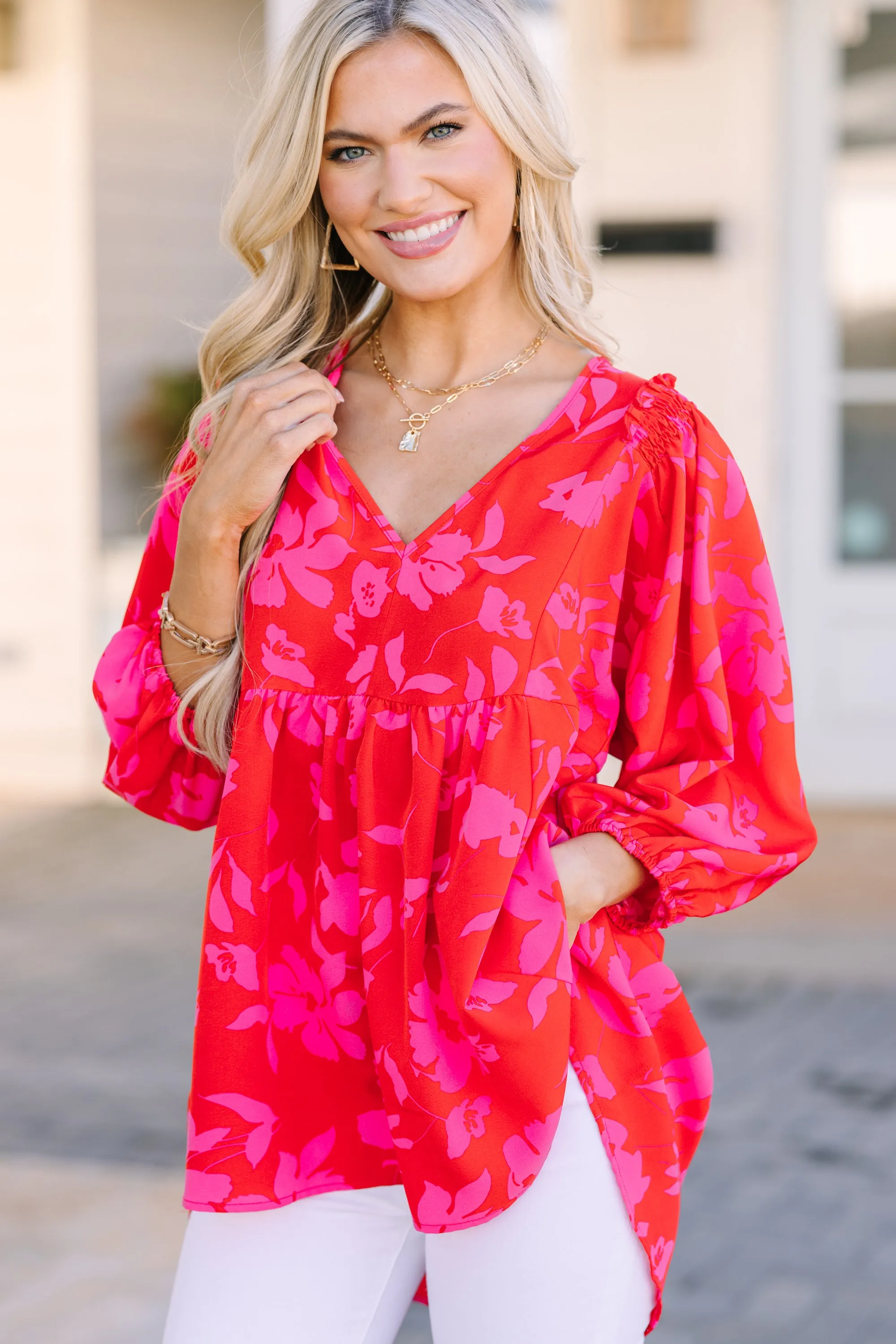 Feeling Wild Fuchsia Pink Floral Tunic