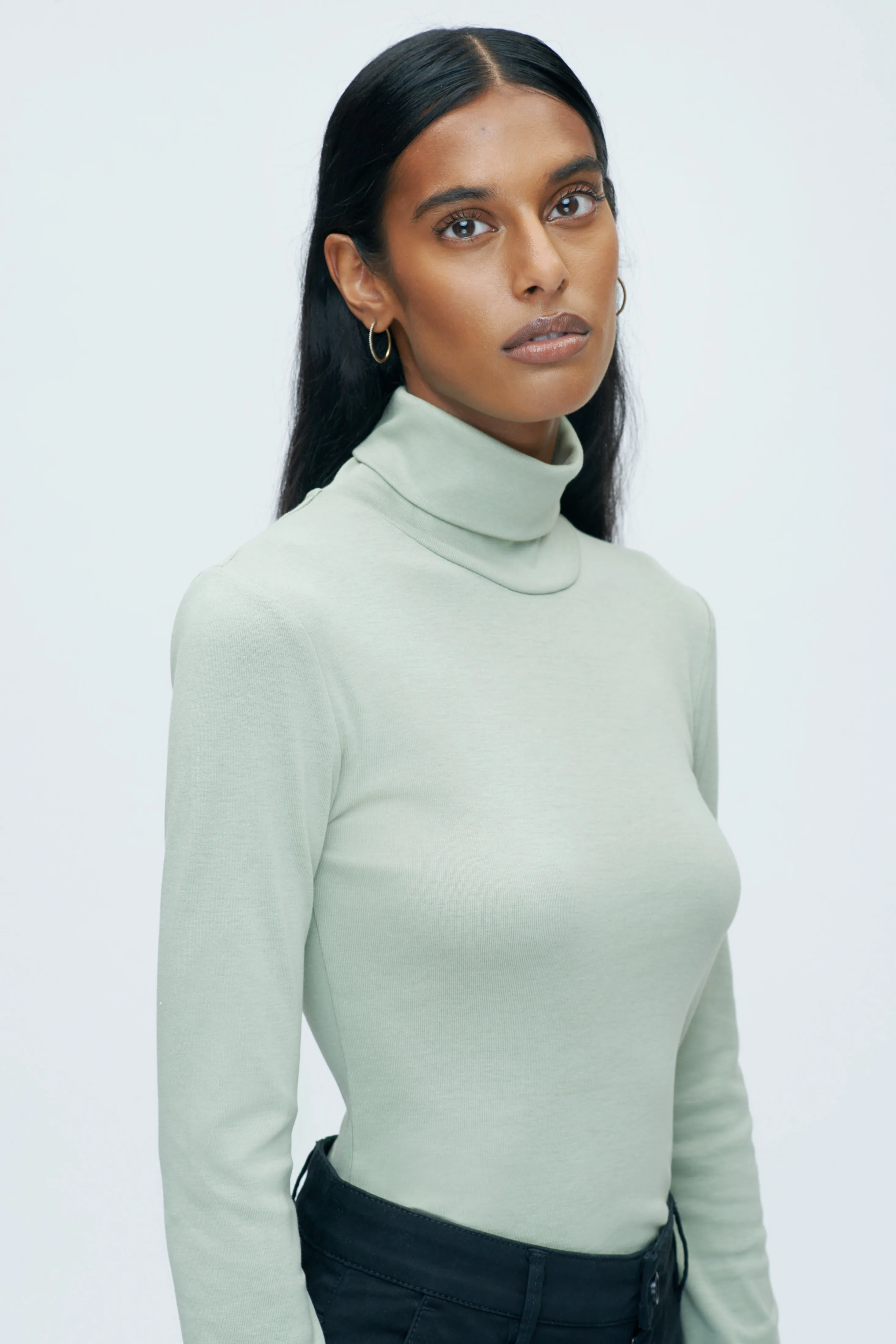 Fitted Turtleneck in Seagrass