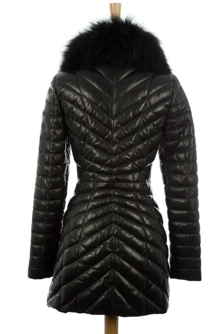 Iris Quilted Leather Puffer Coat