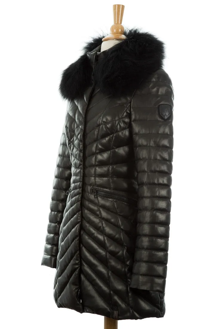 Iris Quilted Leather Puffer Coat