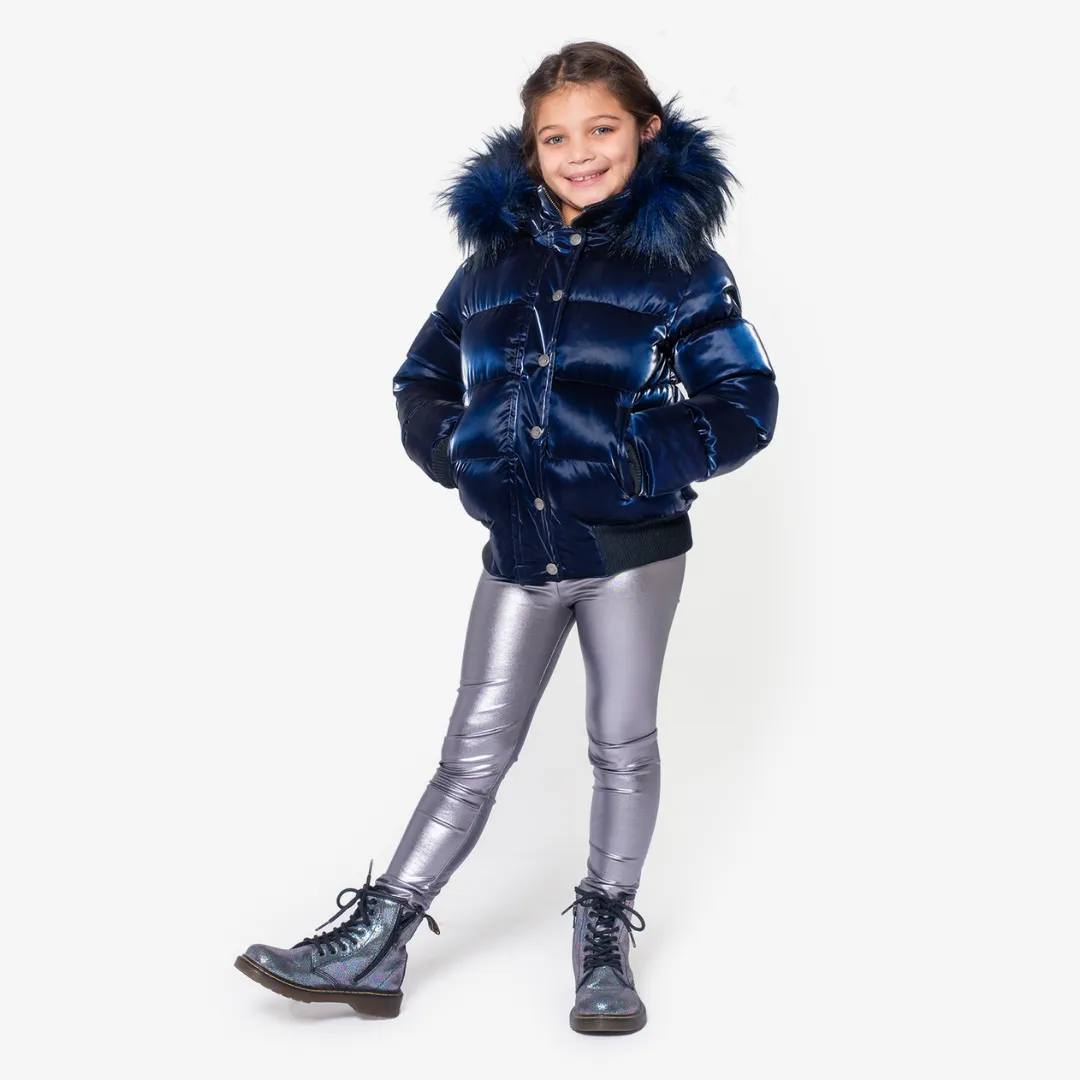 Kyla Puffer Coat | Navy Shine