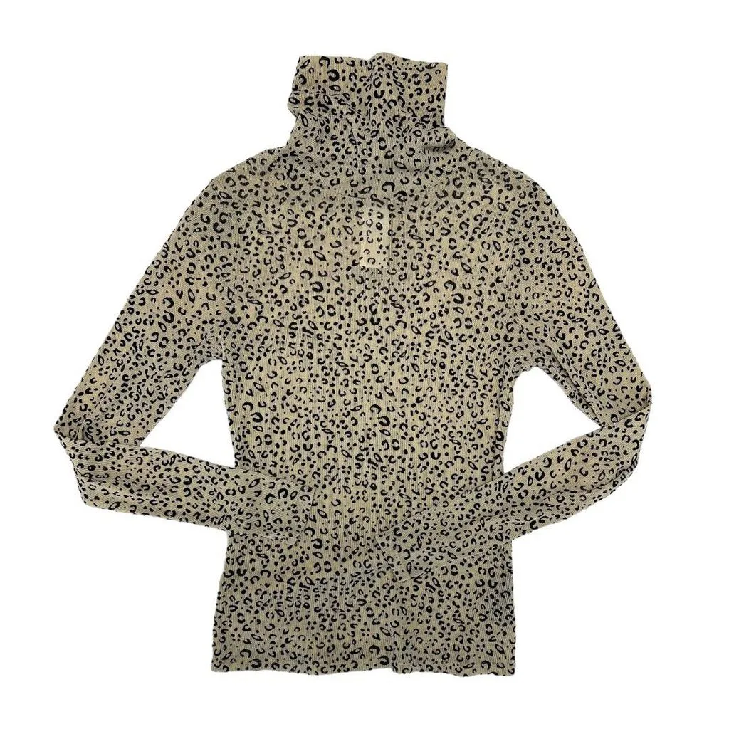 Trendy Leopard Print Turtleneck - Size Medium