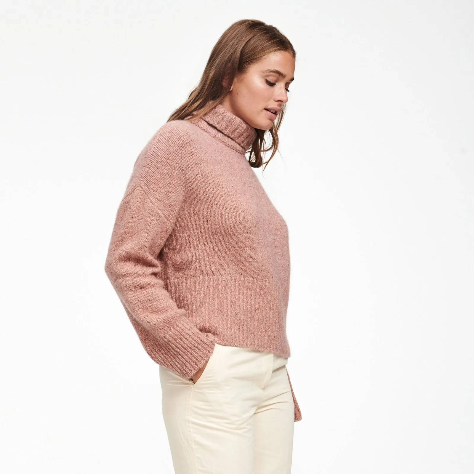 Marled Cashmere Turtleneck Sweater