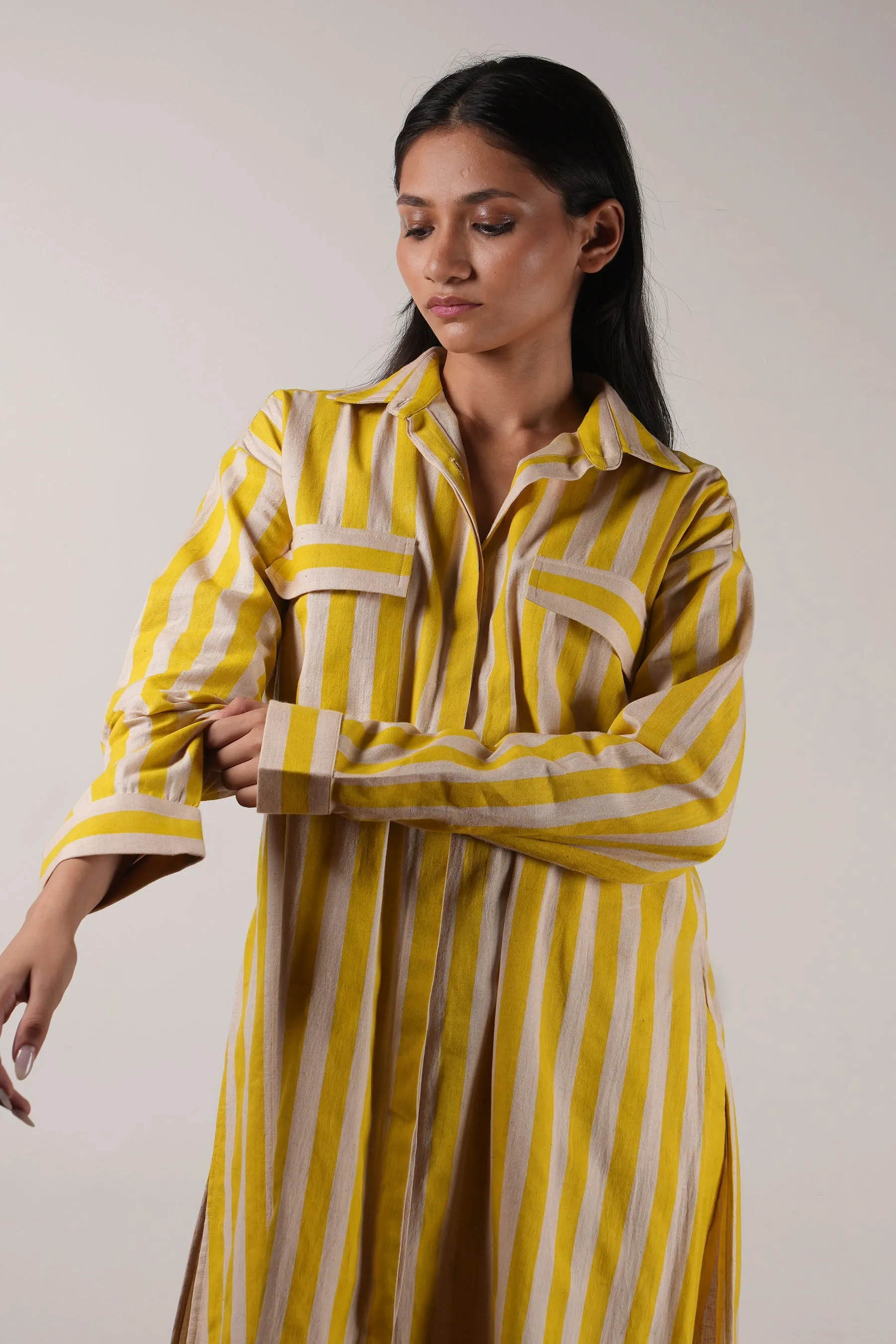 Mati Yellow Striped Tunic Set (2 PCS)