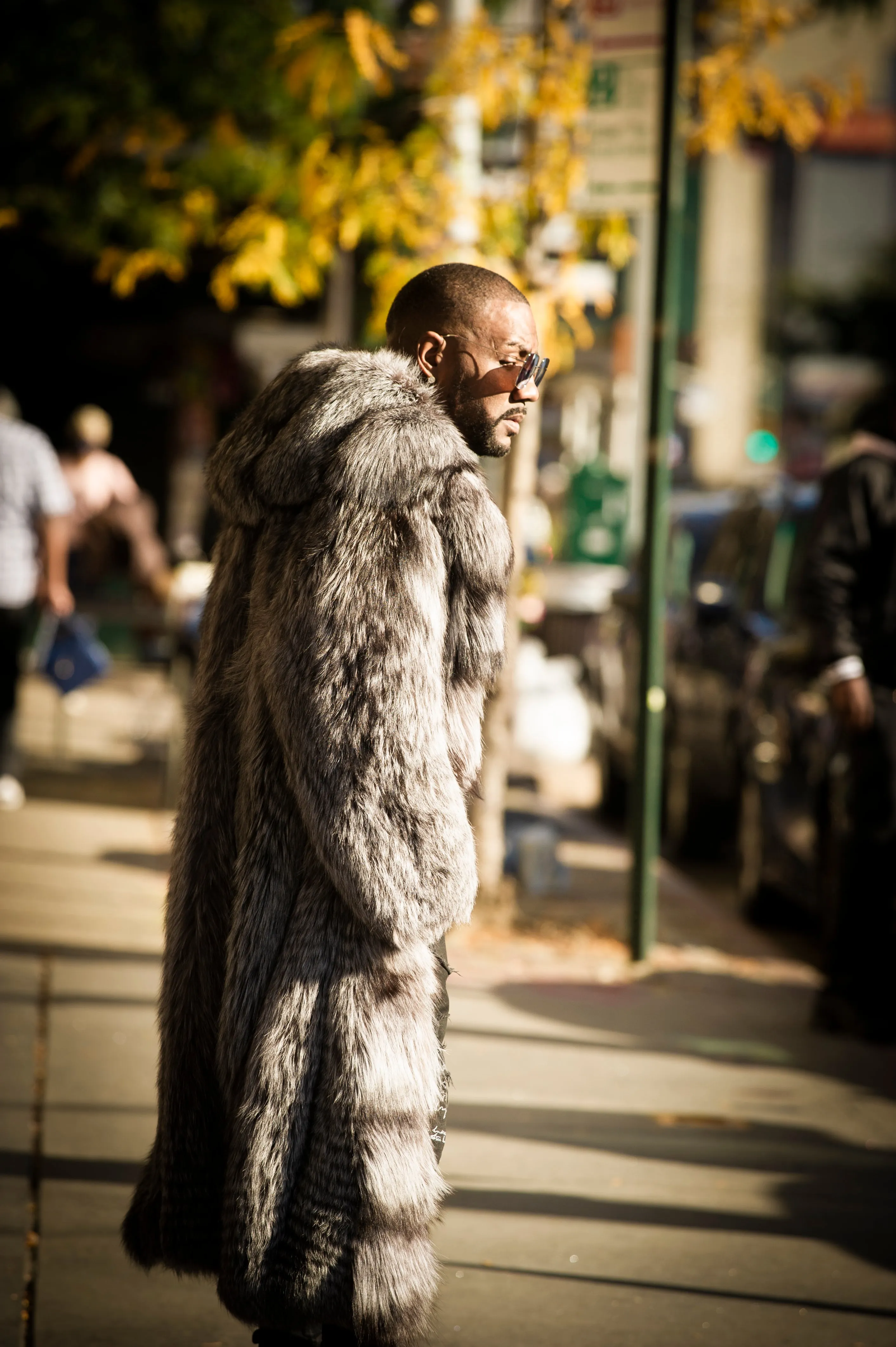 Men's Long Silver Fox Trench Coat