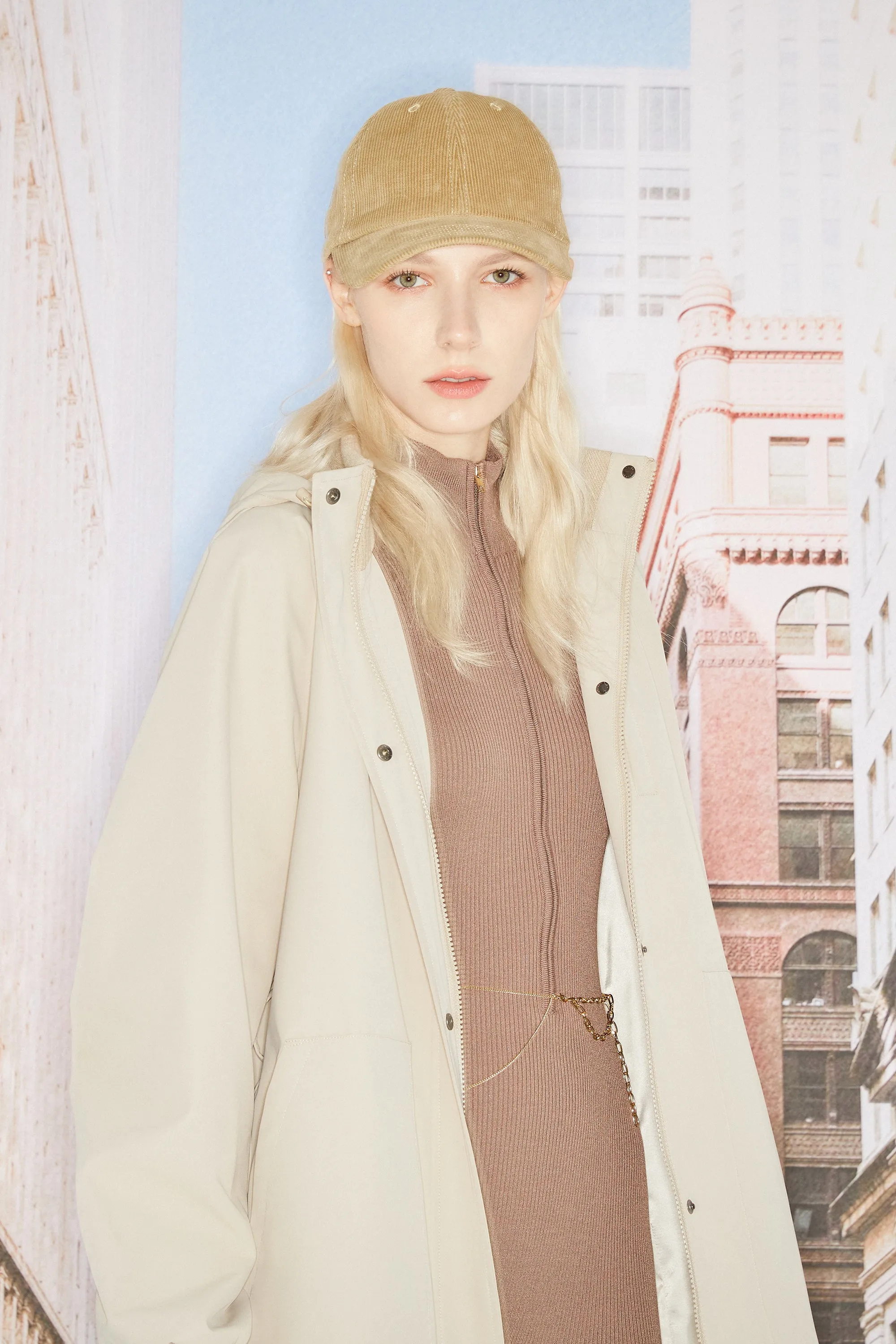 Mid-Length Hooded Belted Trench Coat