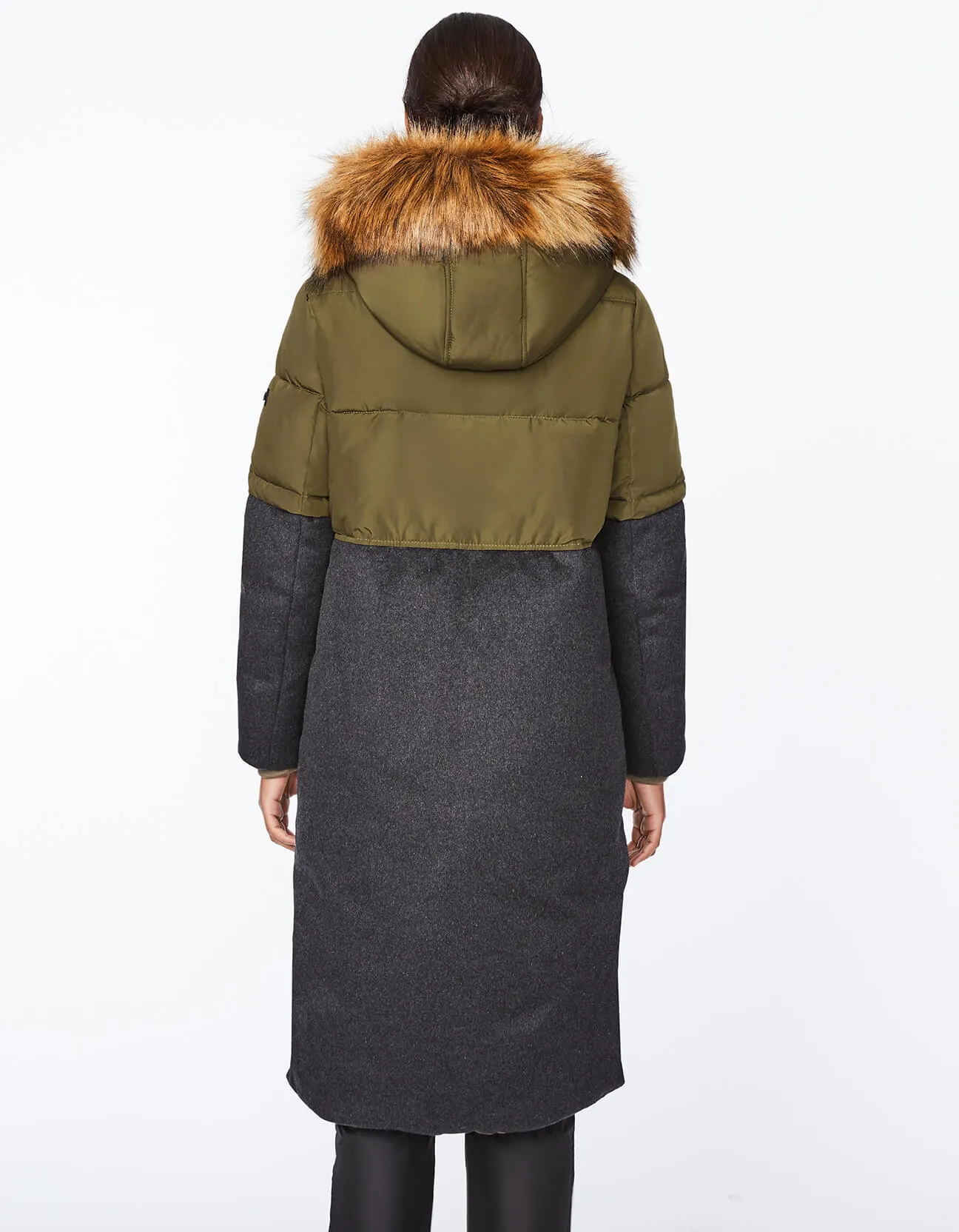 Outdoorsy Wool Combo Puffer Coat