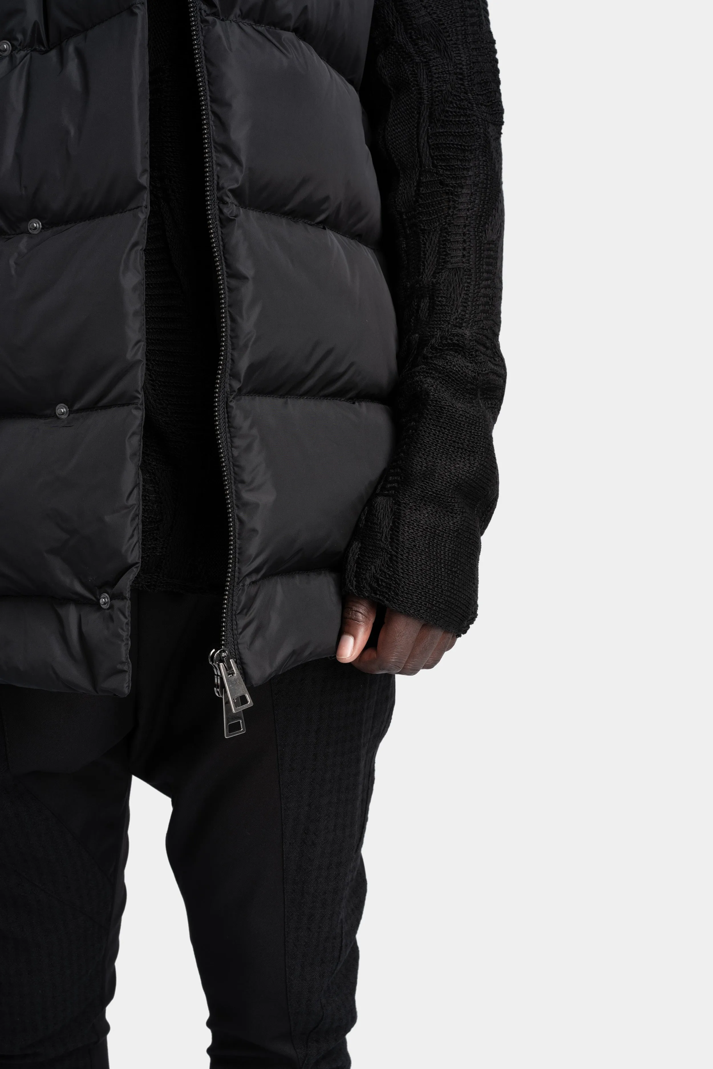 Padded nylon hooded puffer vest