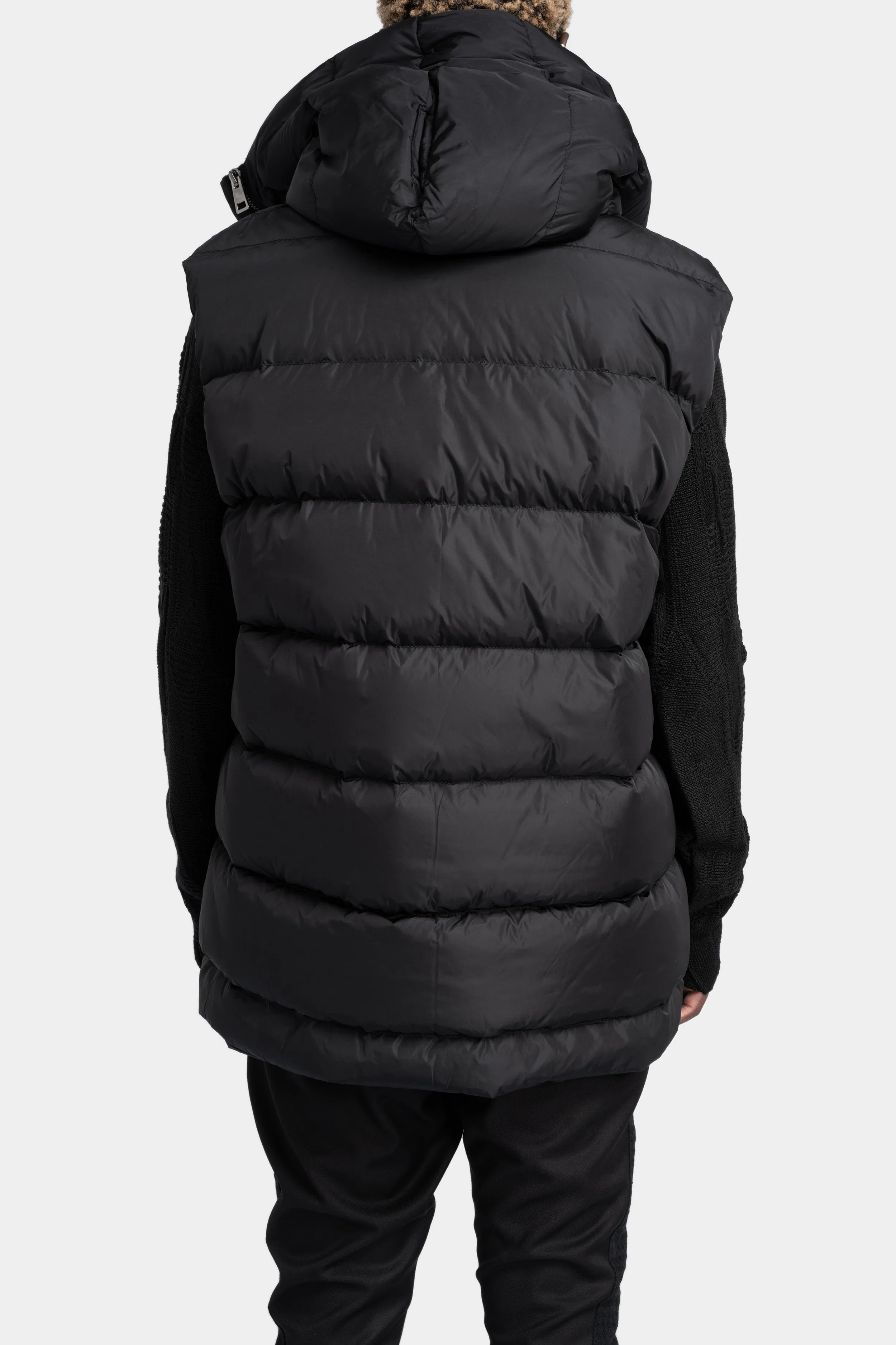 Padded nylon hooded puffer vest