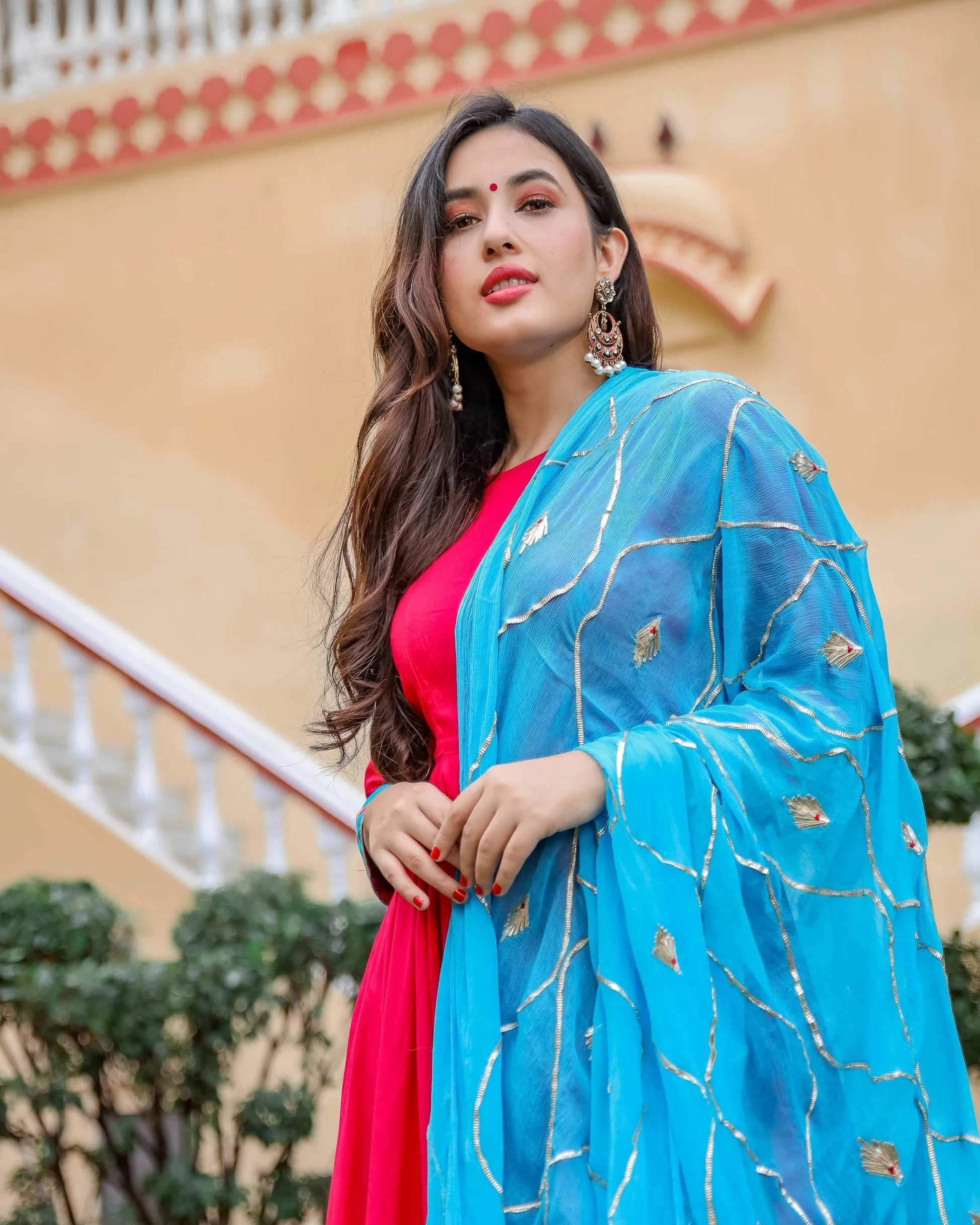 Pink & Blue Gotapatti Suit Set