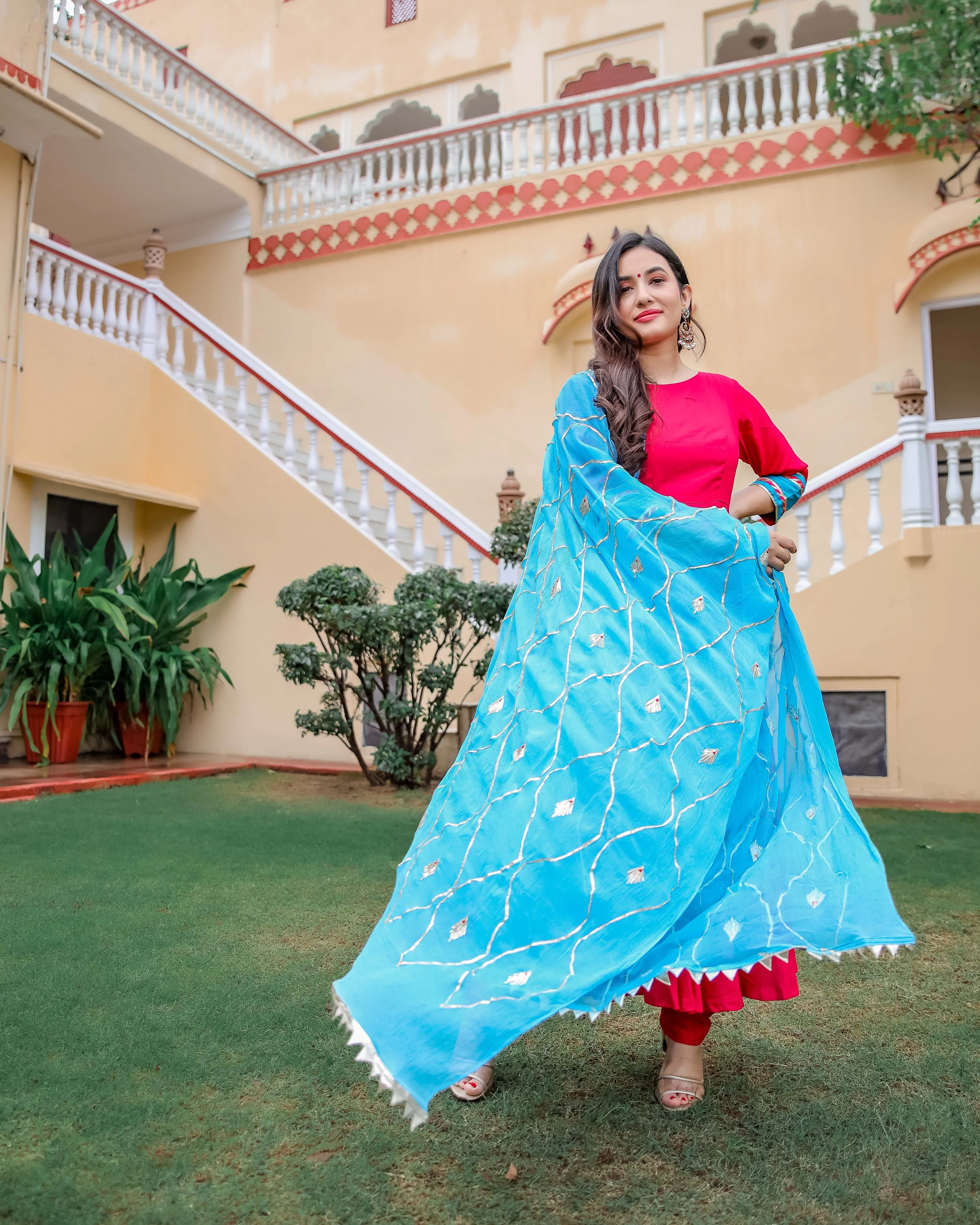 Pink & Blue Gotapatti Suit Set