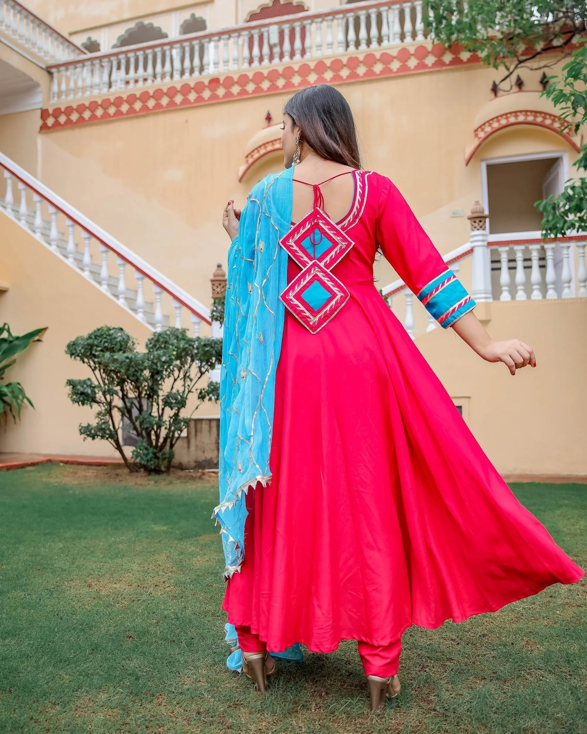 Pink & Blue Gotapatti Suit Set