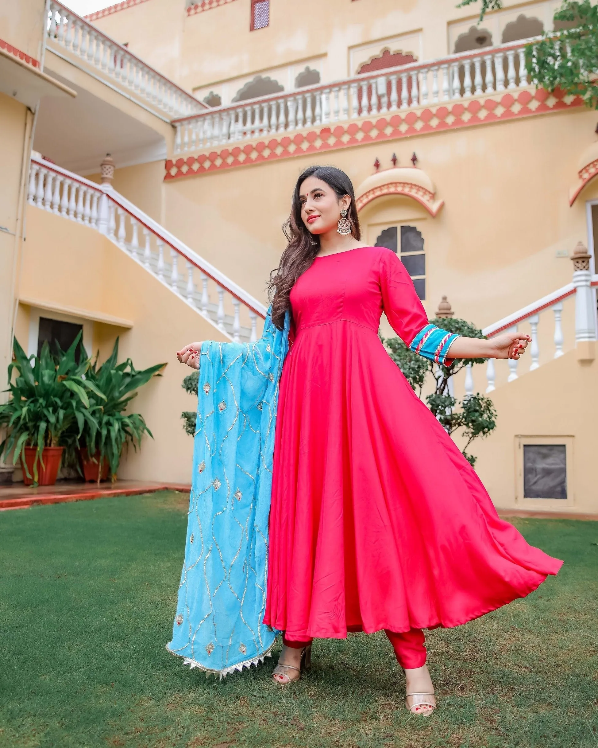 Pink & Blue Gotapatti Suit Set