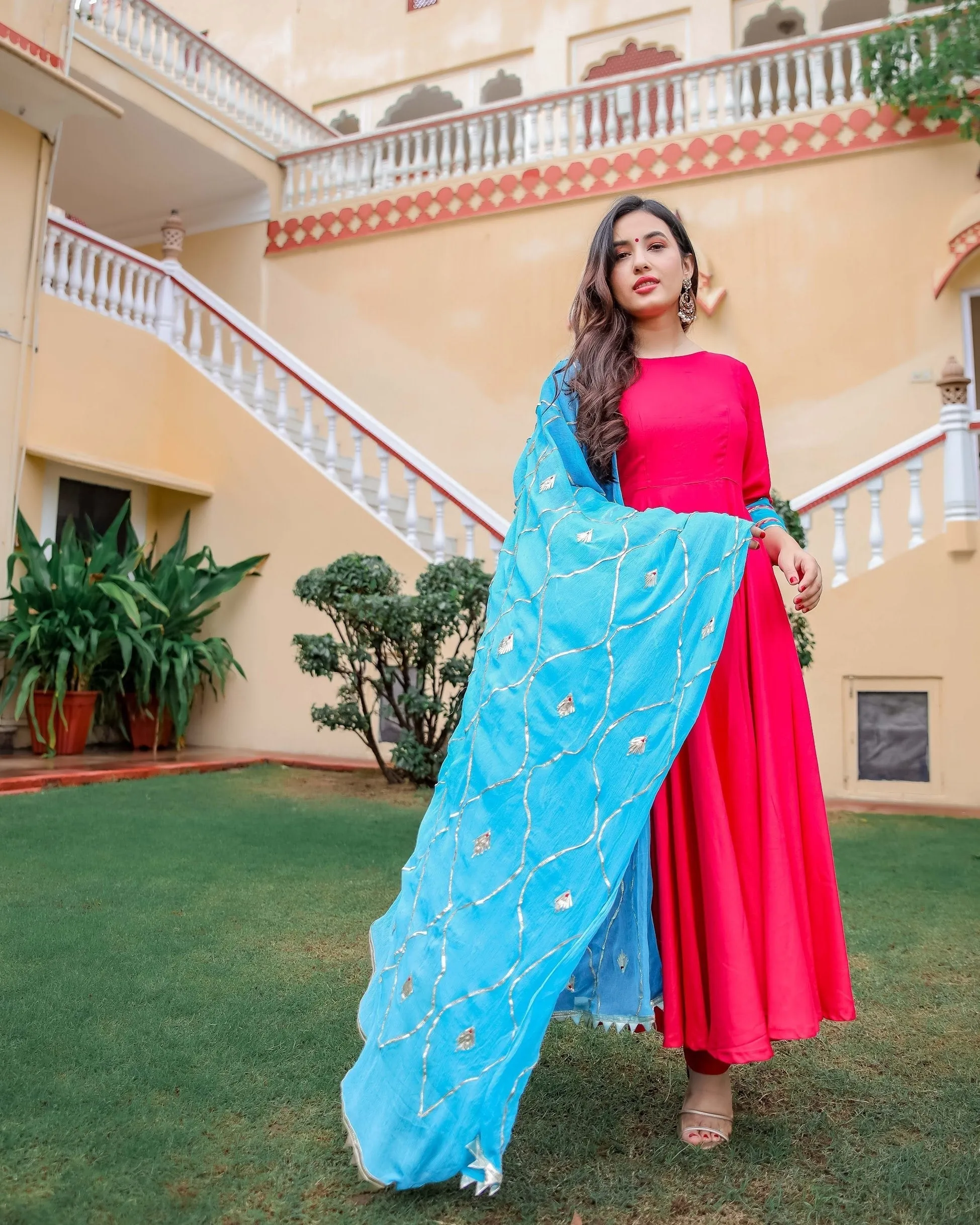 Pink & Blue Gotapatti Suit Set