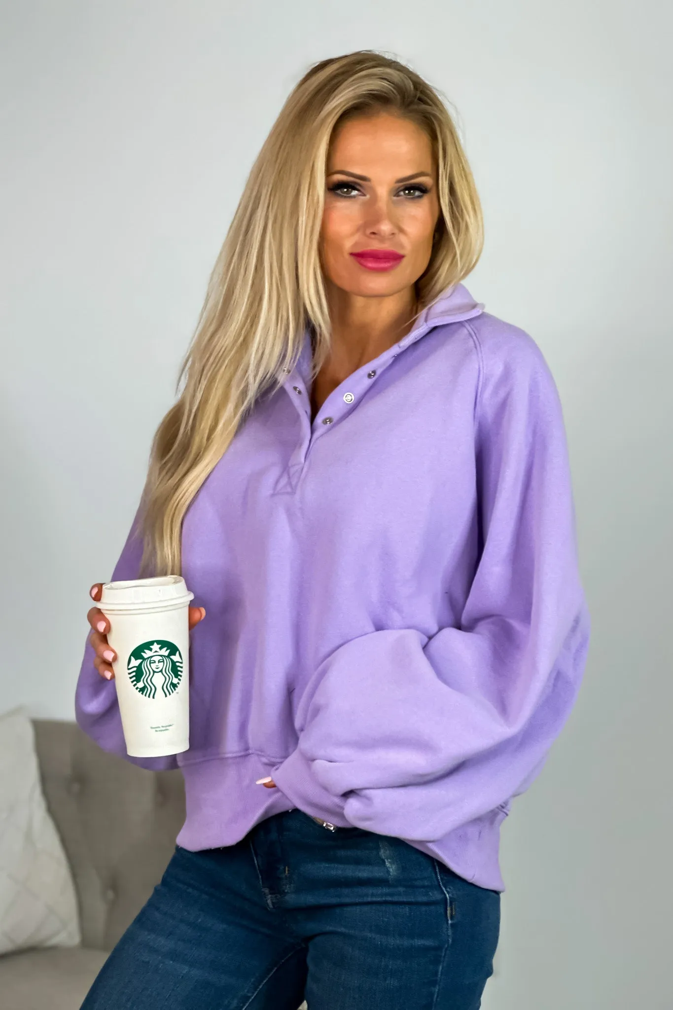 Piper Snap Button Pullover : Lavender